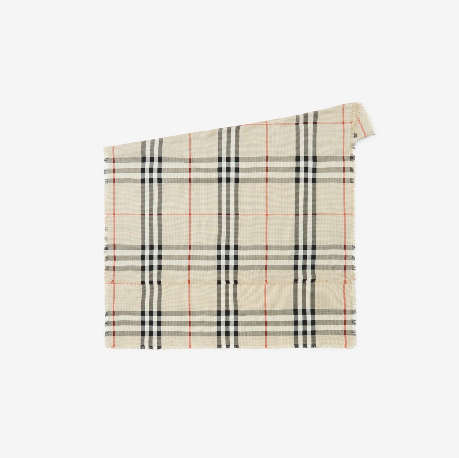 格纹丝绒混纺围巾 (典藏米色) | Burberry® 博柏利官网