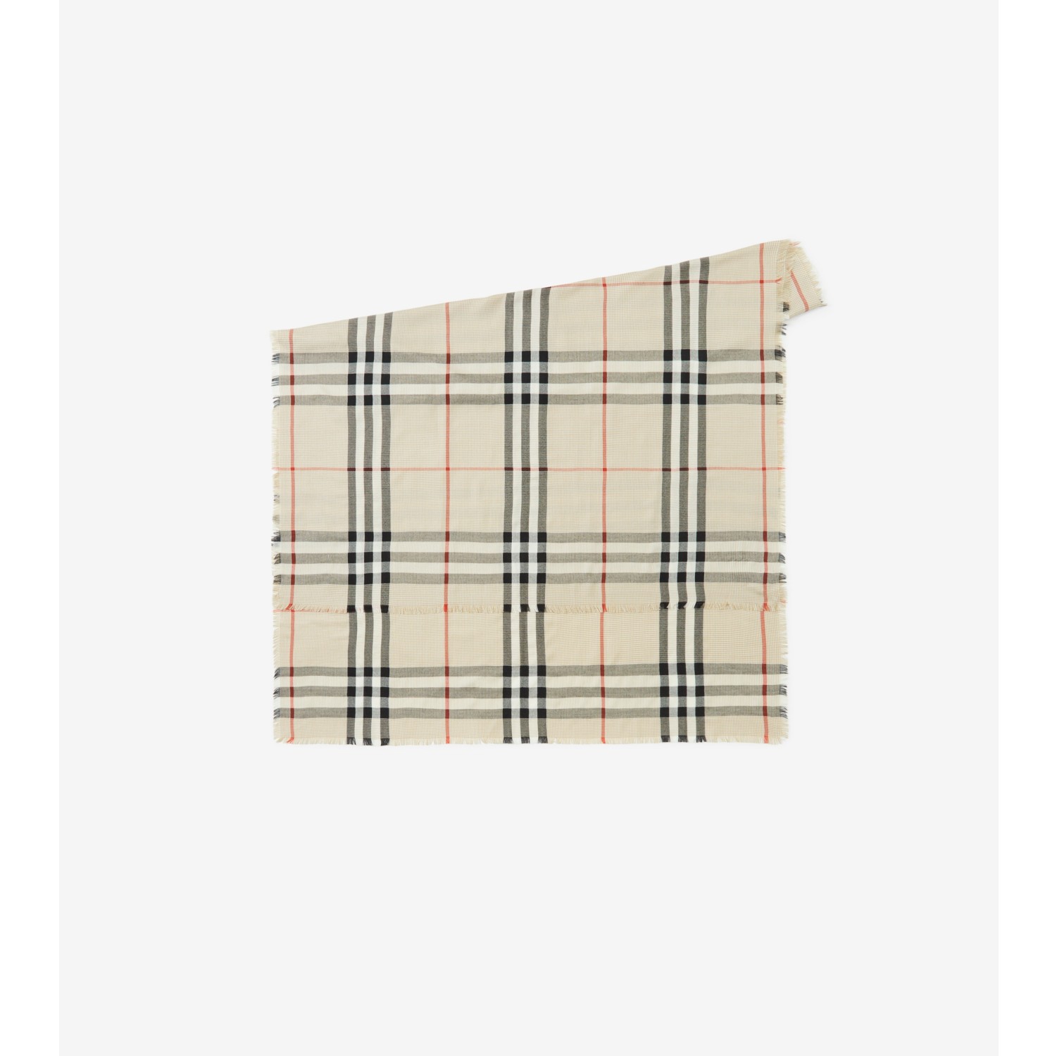 Burberry Check Cashmere Silk Blend Tweed Scarf in Archive Beige, Burberry®  Official