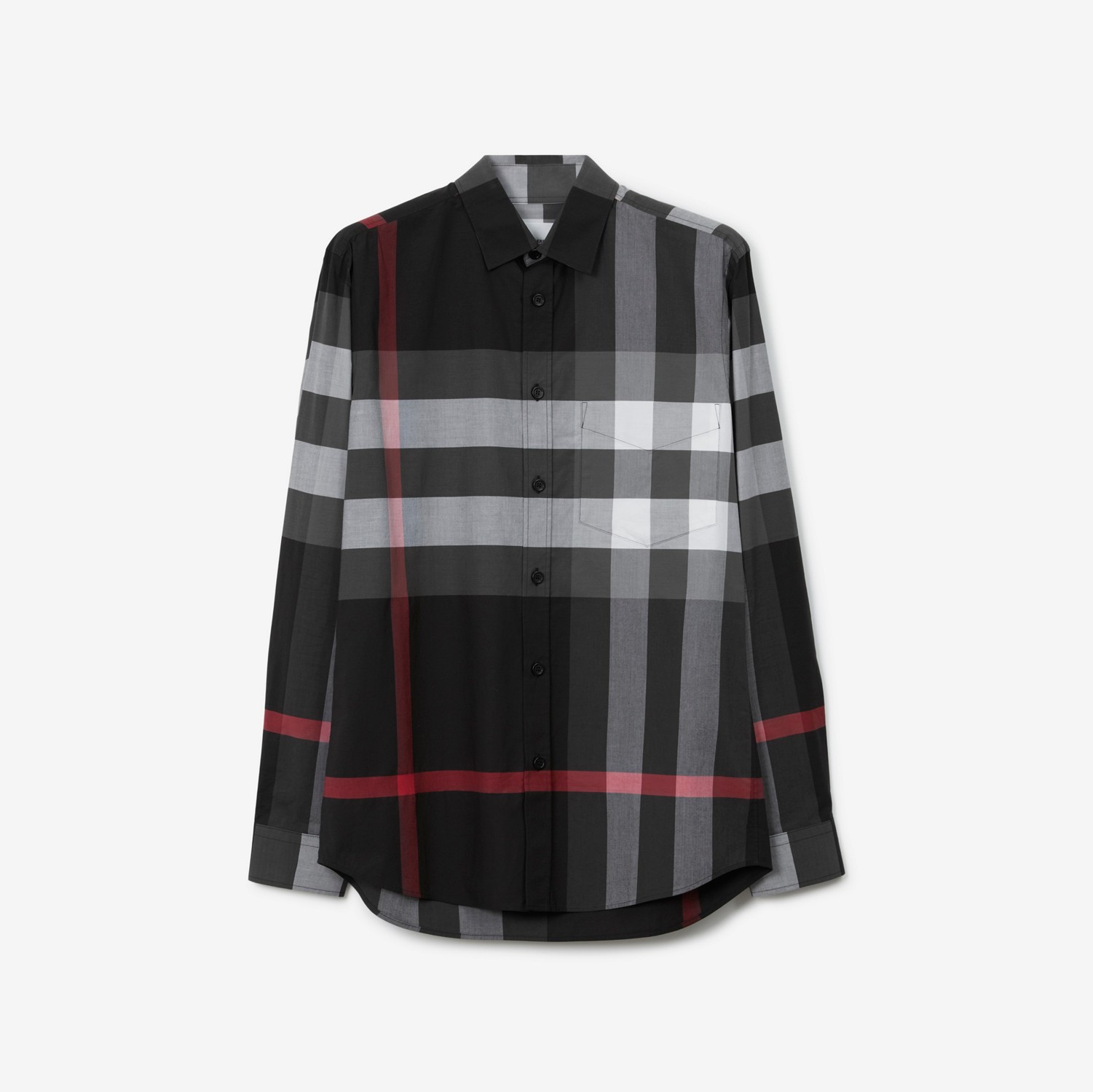Camisa de algodão com estampa xadrez (Charcoal) - Homens | Burberry® oficial