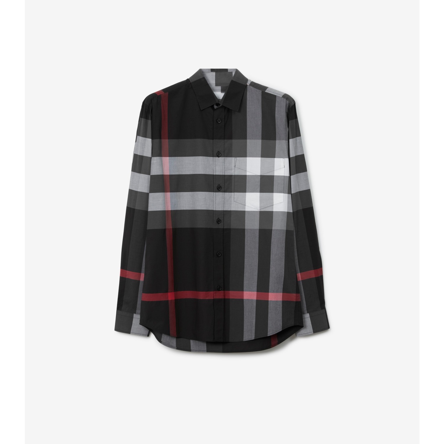 Check Cotton Shirt in Charcoal - Men | Burberry® Official