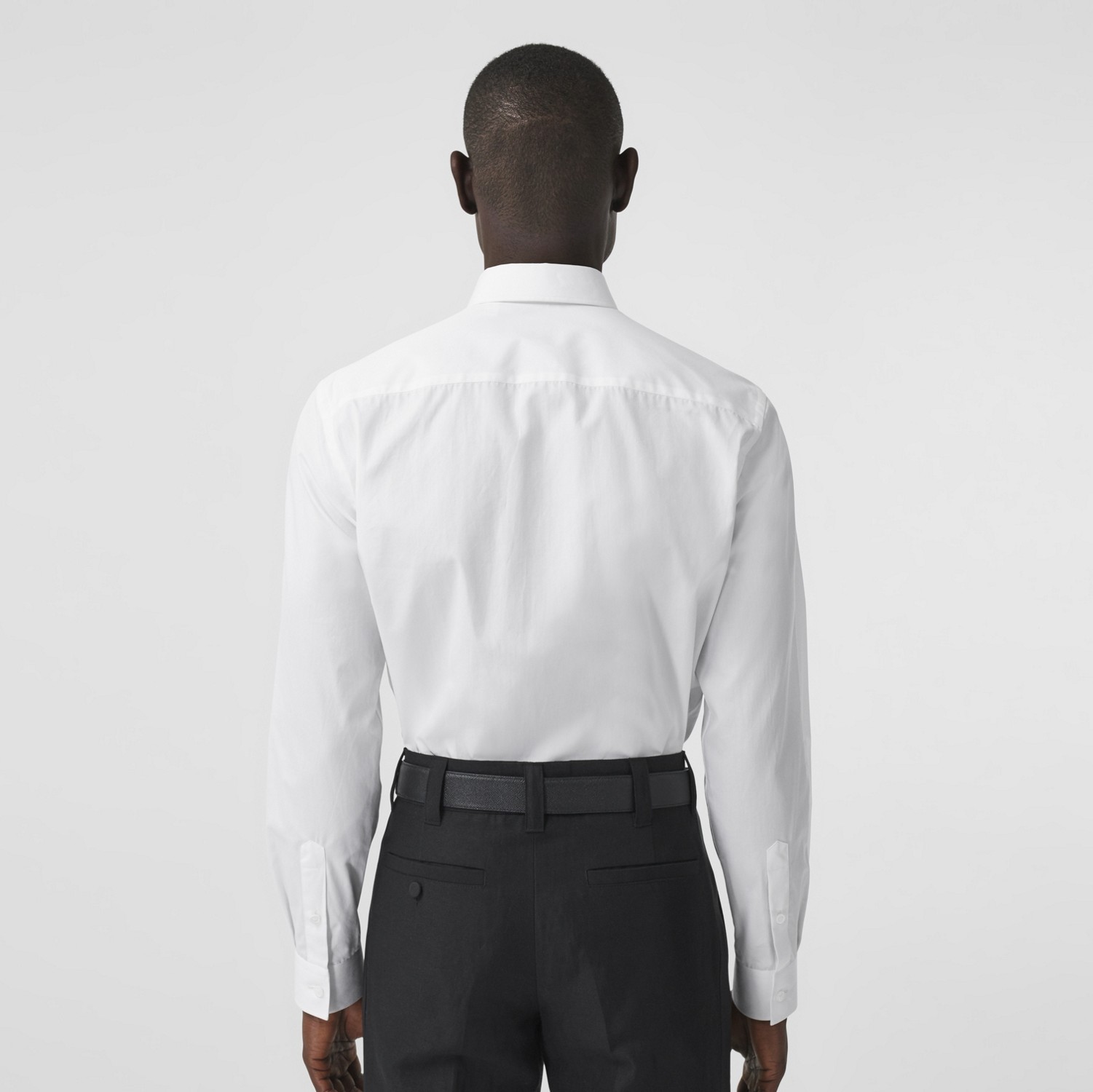 Monogram Motif Cotton Slim Fit Shirt in White - Men | Burberry® Official