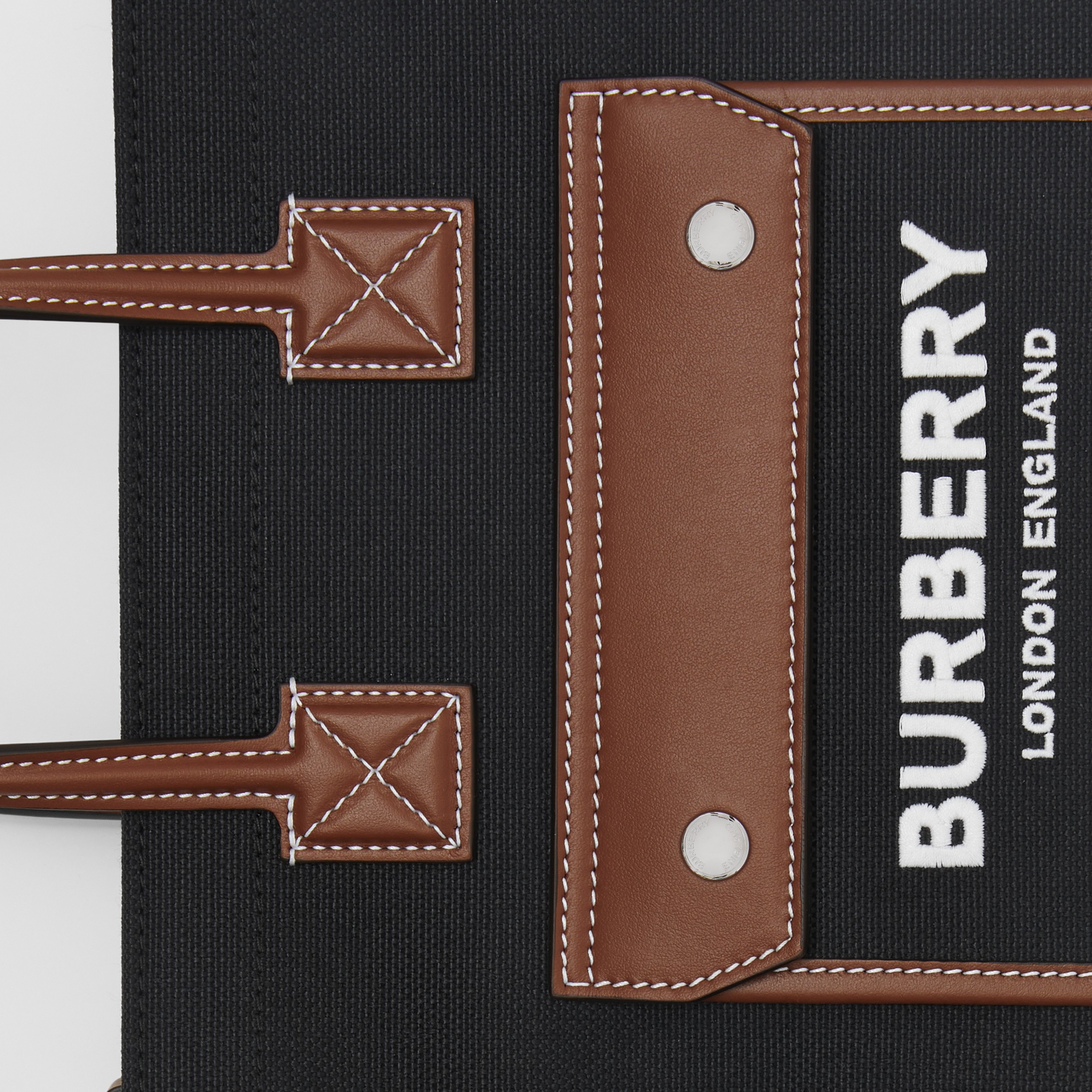 Two-tone Canvas and Leather Mini Freya Tote in Black/tan - Women | Burberry® Official - 2