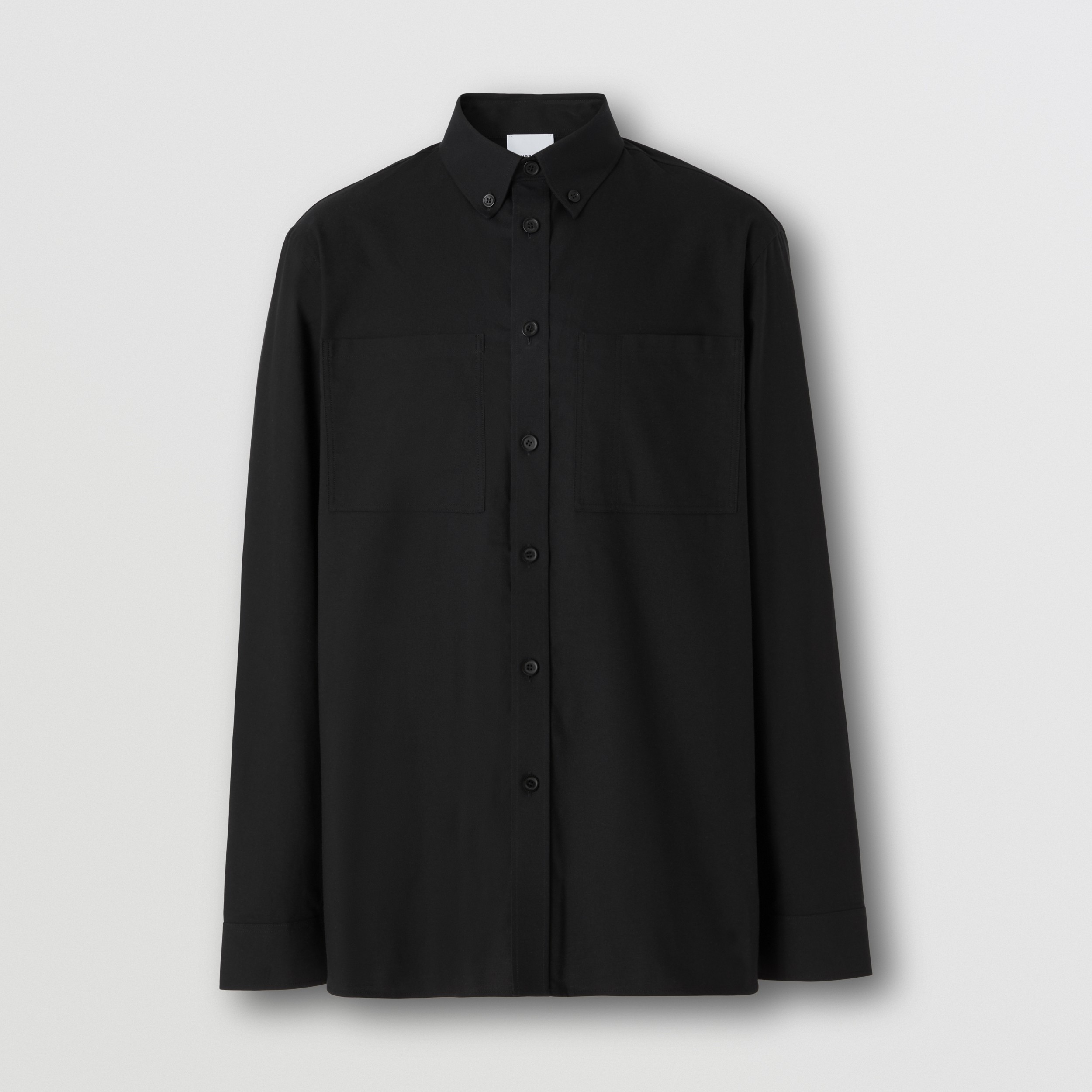 Camisa oversize en algodón Oxford con emblema Equestrian Knight (Negro) - Hombre | Burberry® oficial - 4