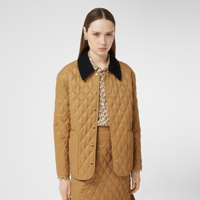 burberry corduroy collar quilted jacket