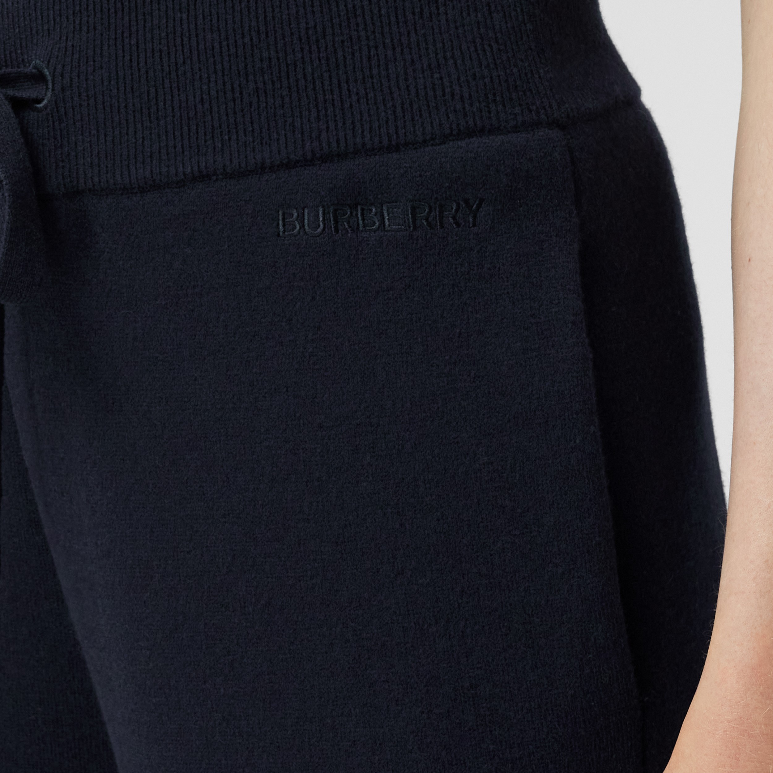 Embroidered Logo Cashmere Jogging Pants in Dark Charcoal Blue - Women | Burberry® Official - 2