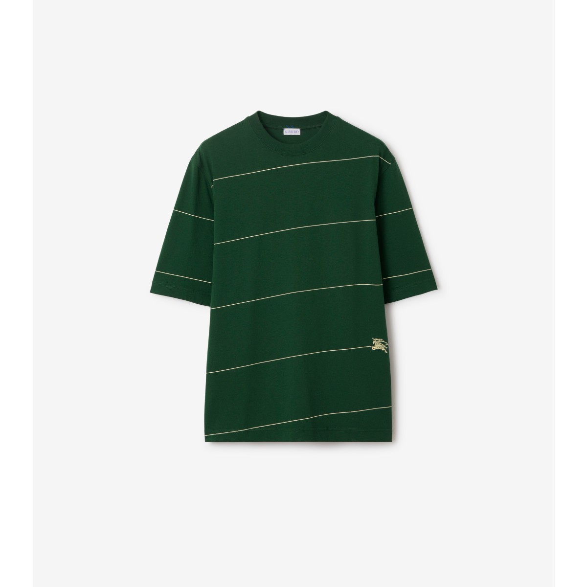 Shop Burberry Striped Cotton T-shirt In Ivy