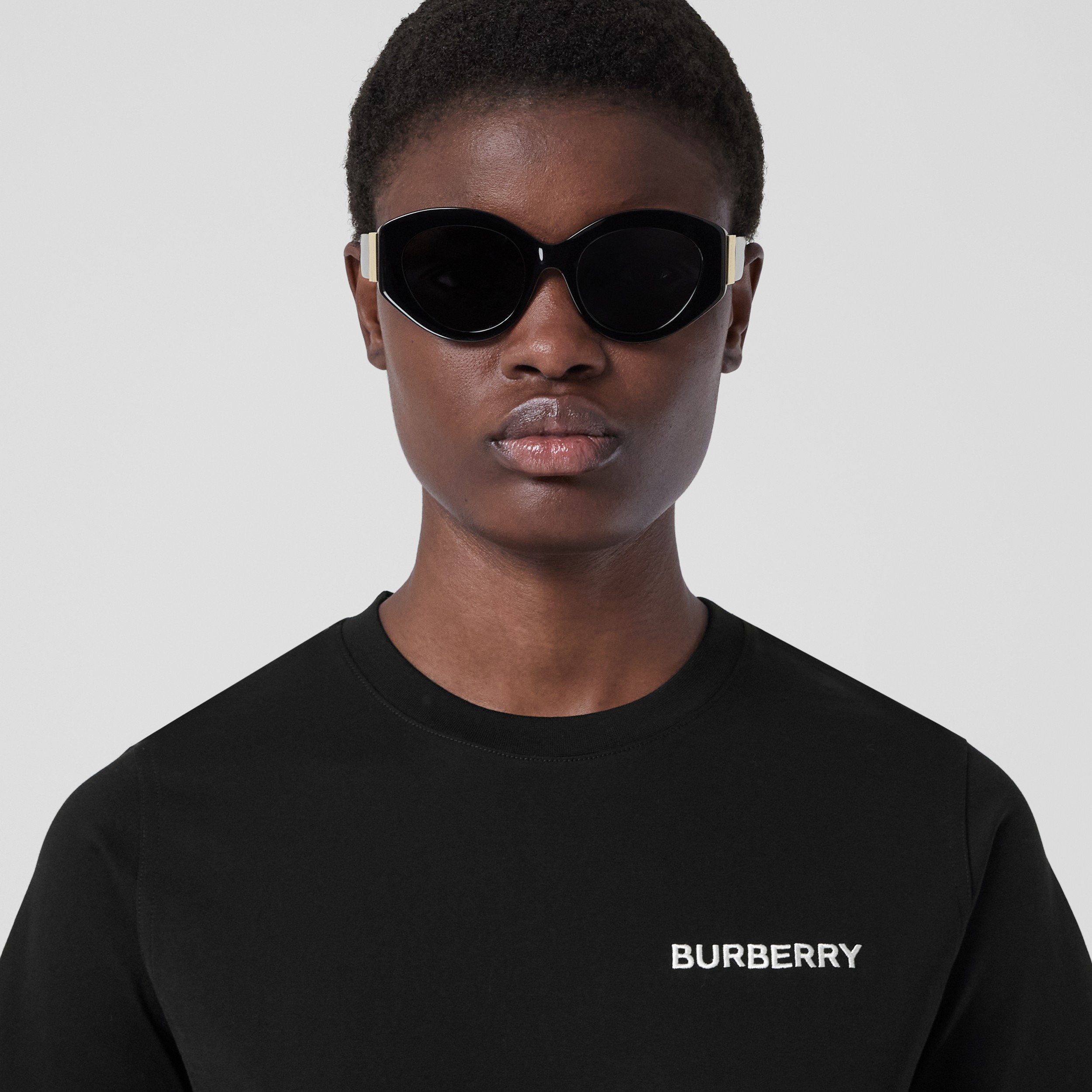 Monogram Motif Cotton T-shirt in Black - Women | Burberry® Official - 2