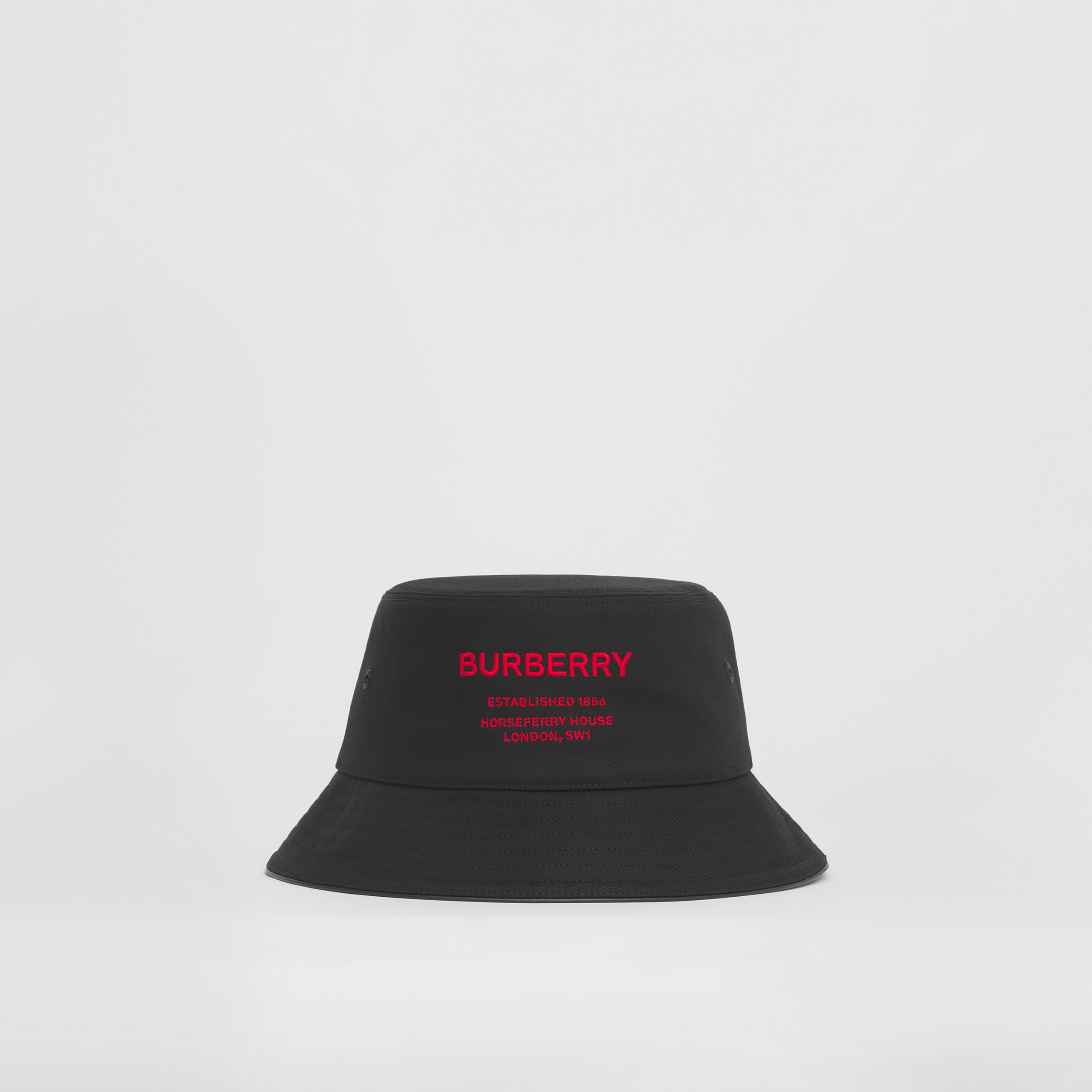 Chapéu Bucket de algodão com estampa Horseferry (Preto) | Burberry® oficial - 1