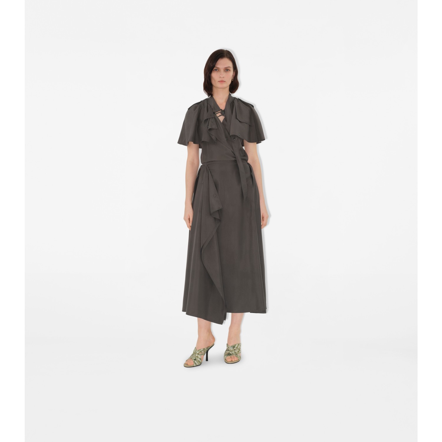 Vestido trench de seda