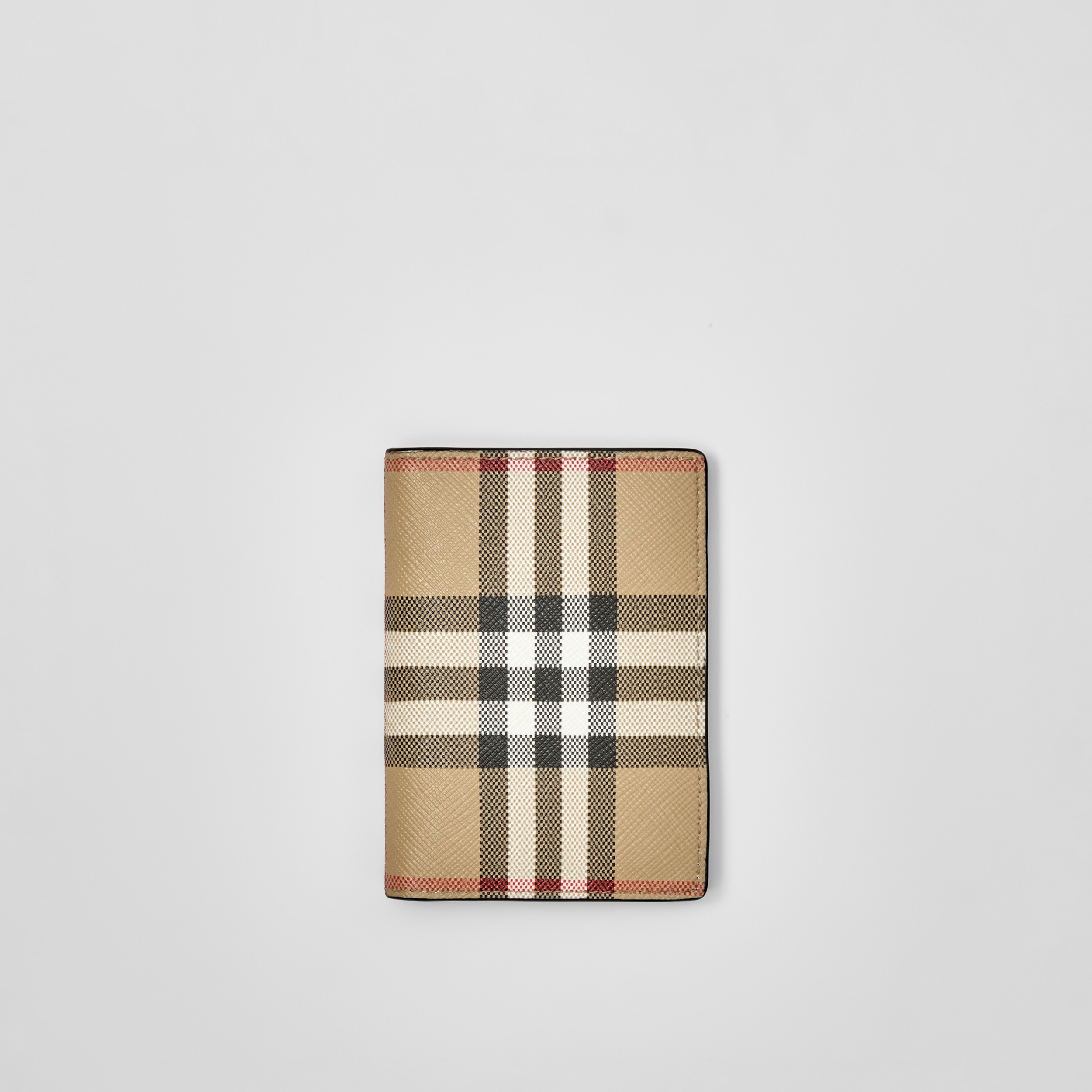 Vintage Check and Leather Folding Card Case in Archive Beige - Men | Burberry® Official - 1