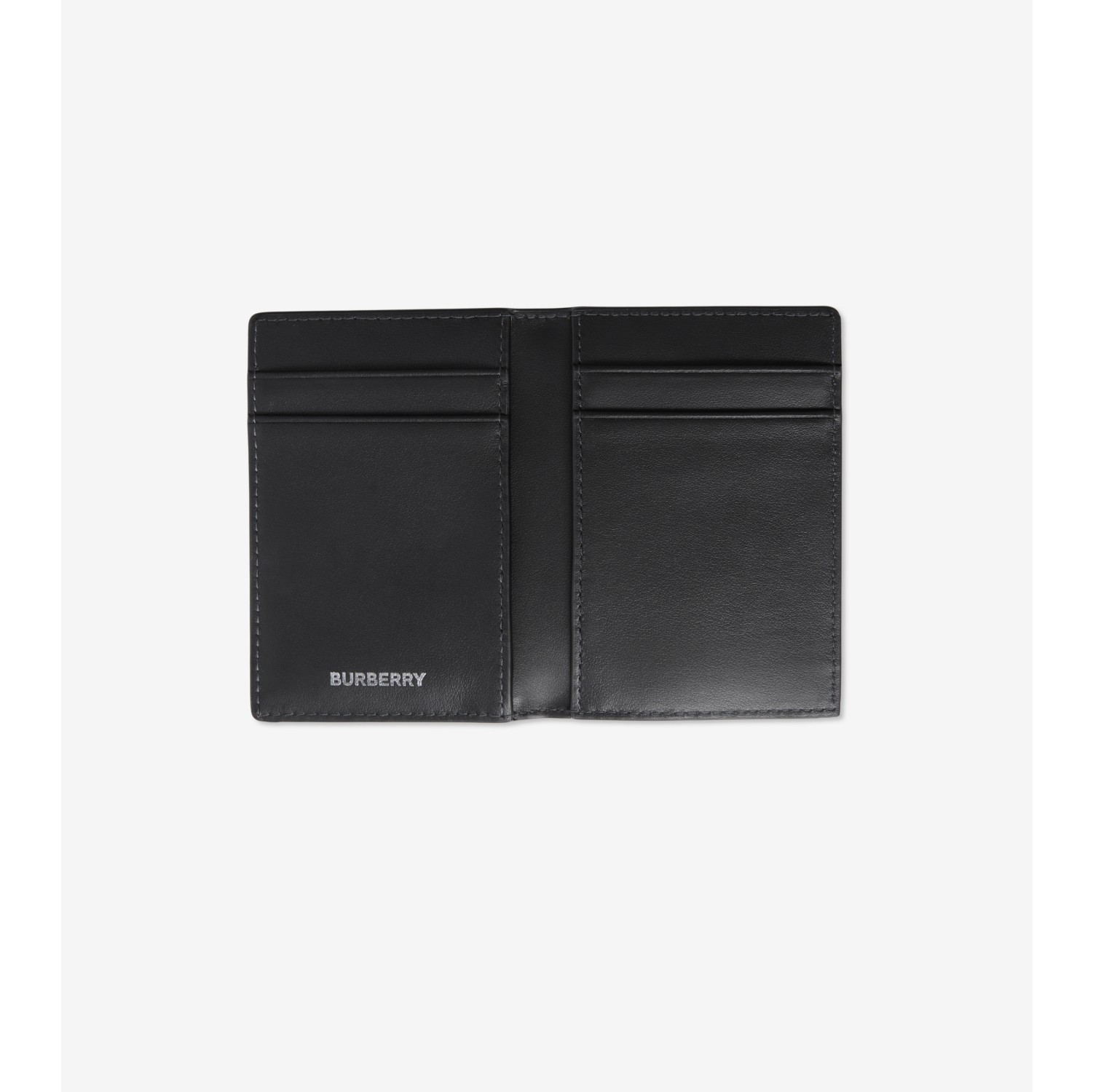 Check and Leather Folding Card Case