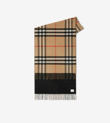 Check Cashmere Reversible Scarf in Black