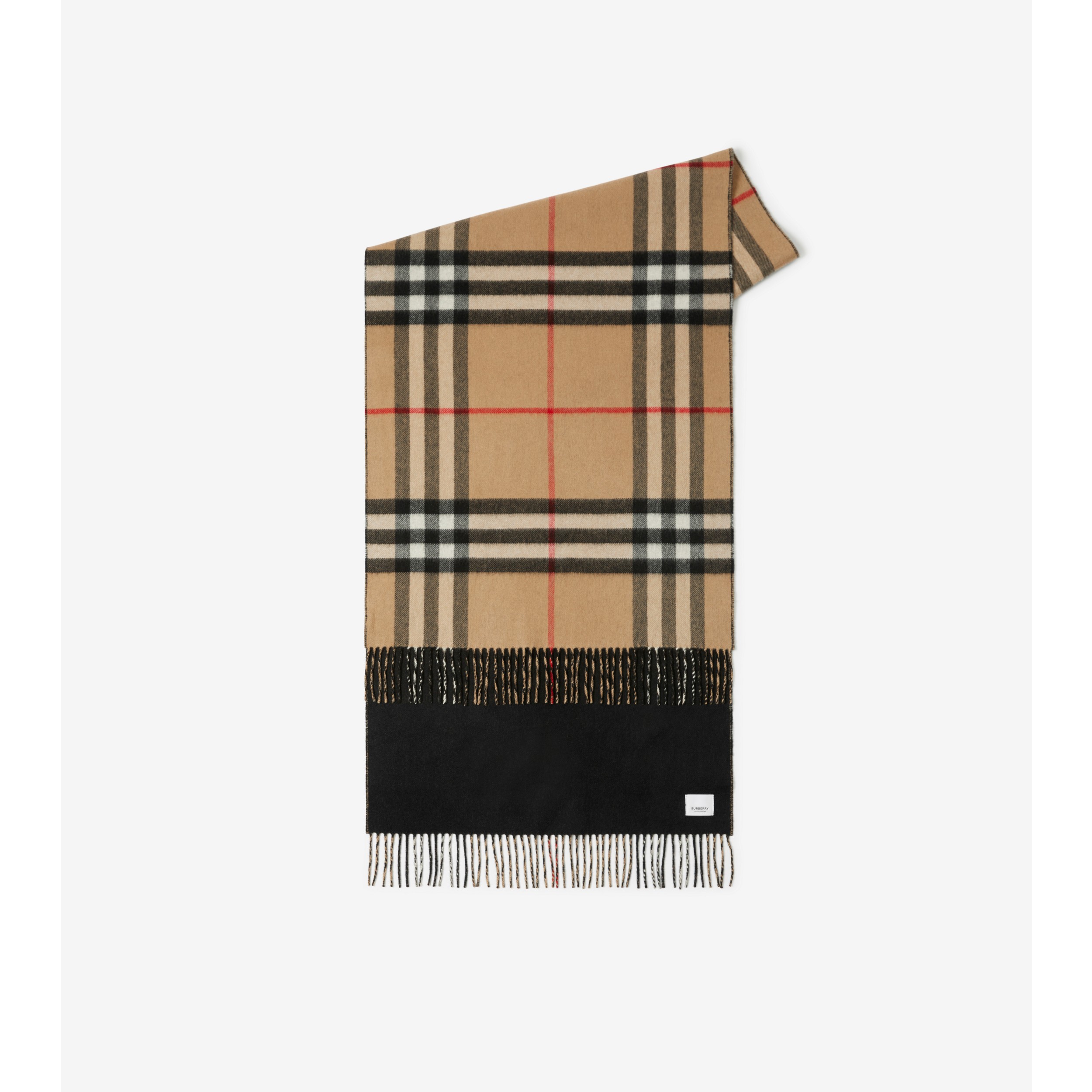 Check Cashmere Reversible Scarf in Black | Official