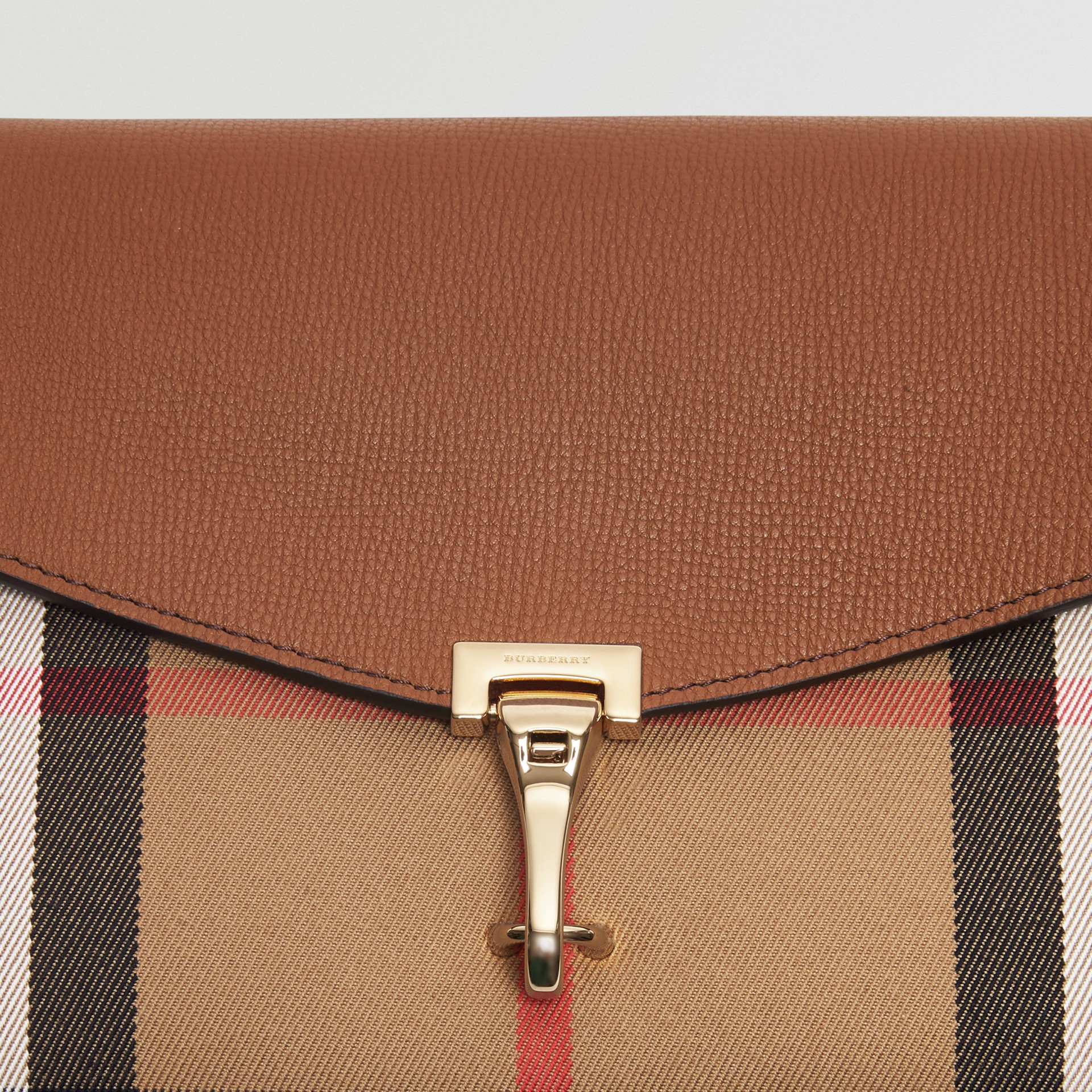 medium hackberry leather & check crossbody bag