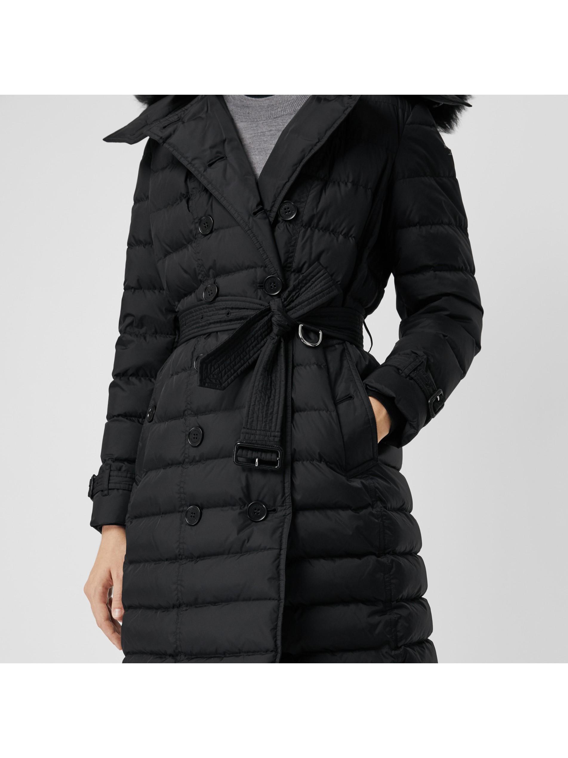 黑色 可拆式连帽羽绒服 产品图片41