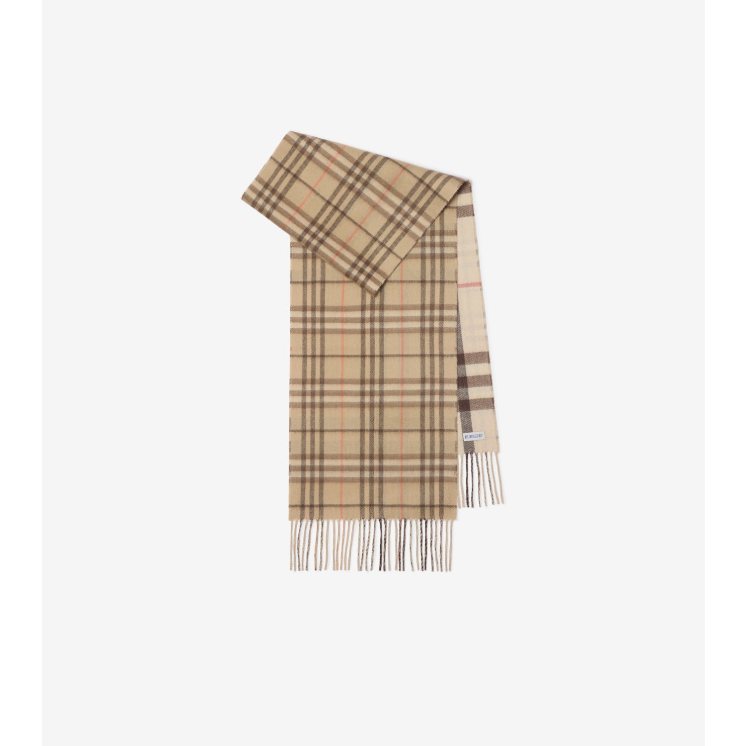 Burberry fringed checked cashmere scarf online