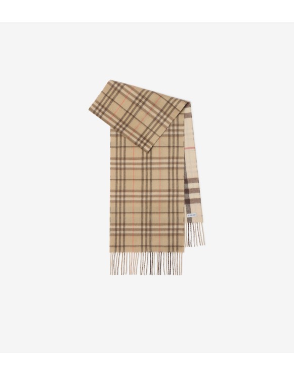 Reversible Contrast Check Cashmere Scarf