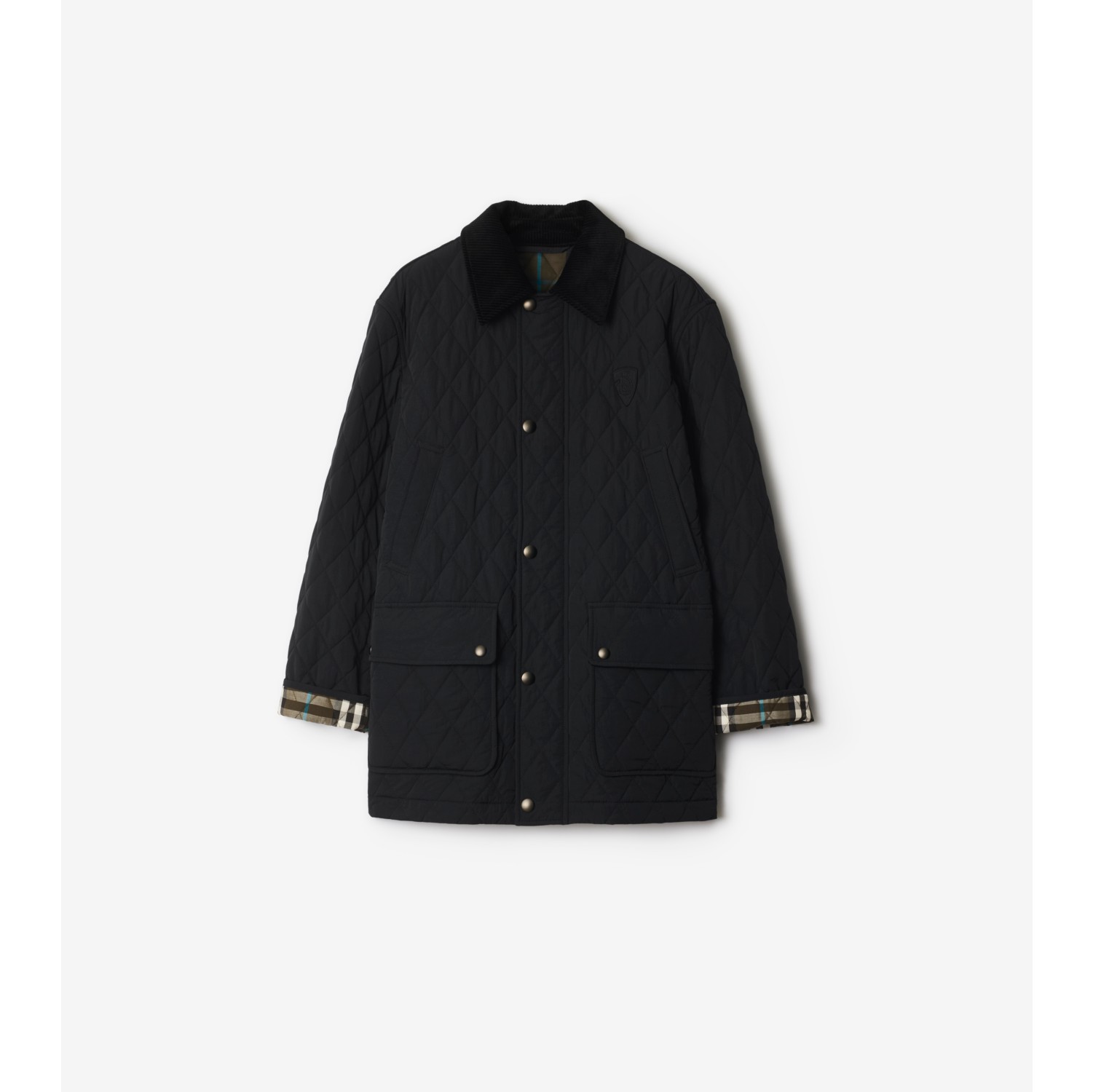 Quilted Nylon Barn Jacket in Black snug Women Burberry Official