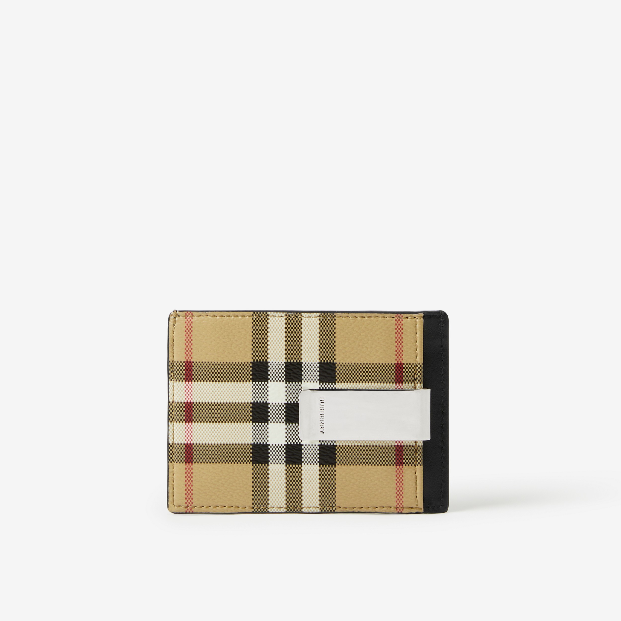 Check Money Clip Card Case in Archive Beige - Men | Burberry® Official - 3