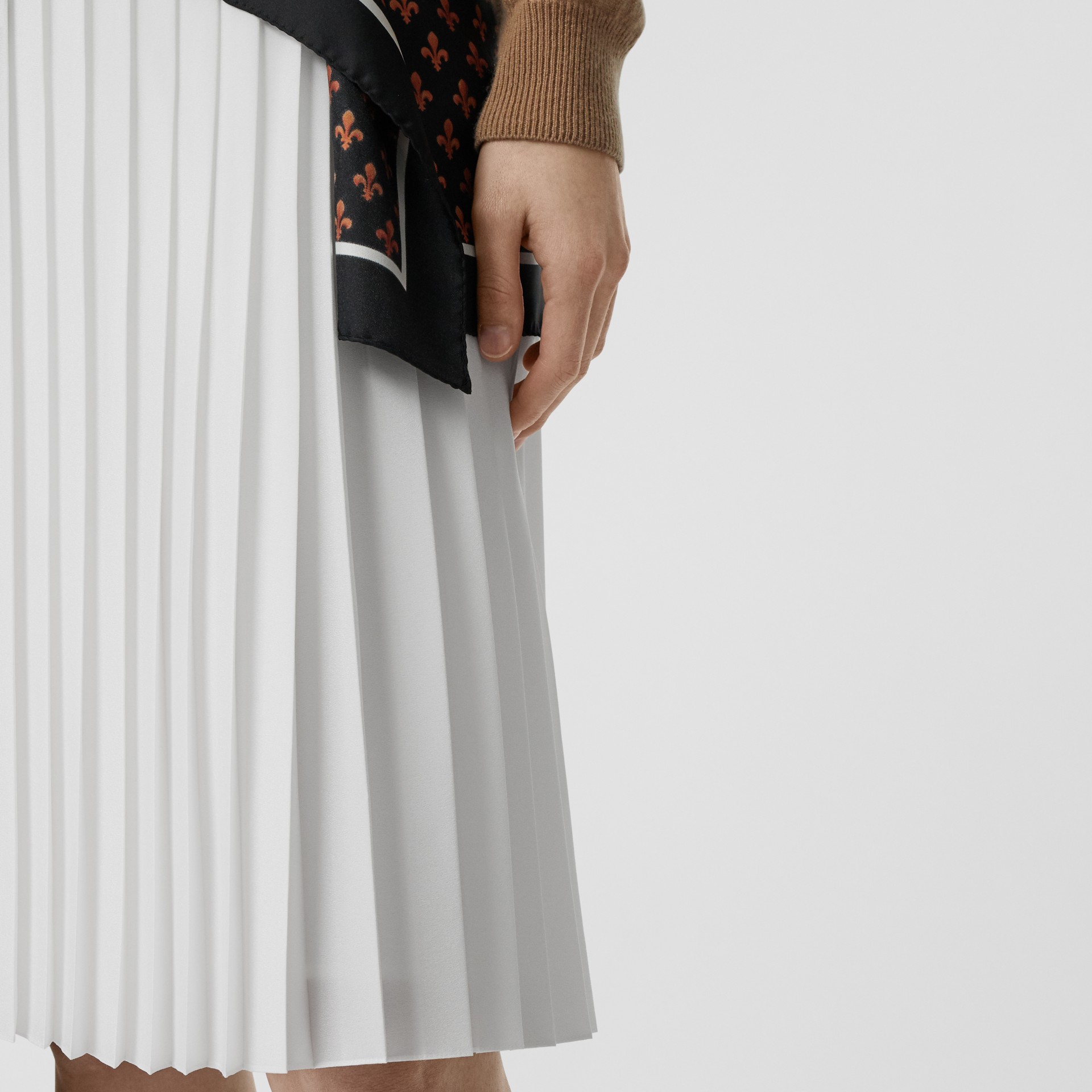 Silk-lined Pleated Skirt in Optic White - Women | Burberry United States
