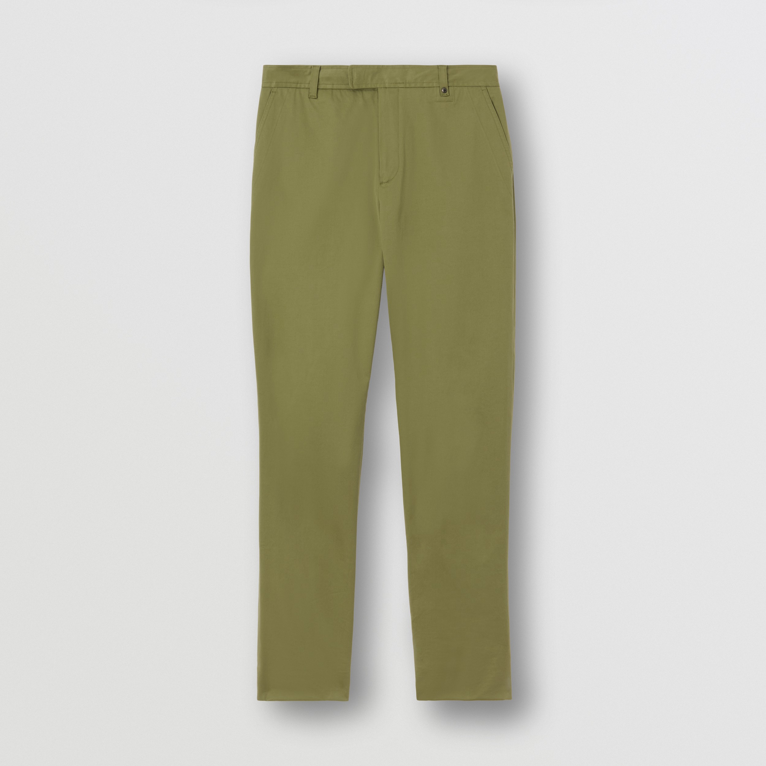Monogram Motif Stretch Cotton Twill Chinos in Spruce Green - Men | Burberry® Official - 4
