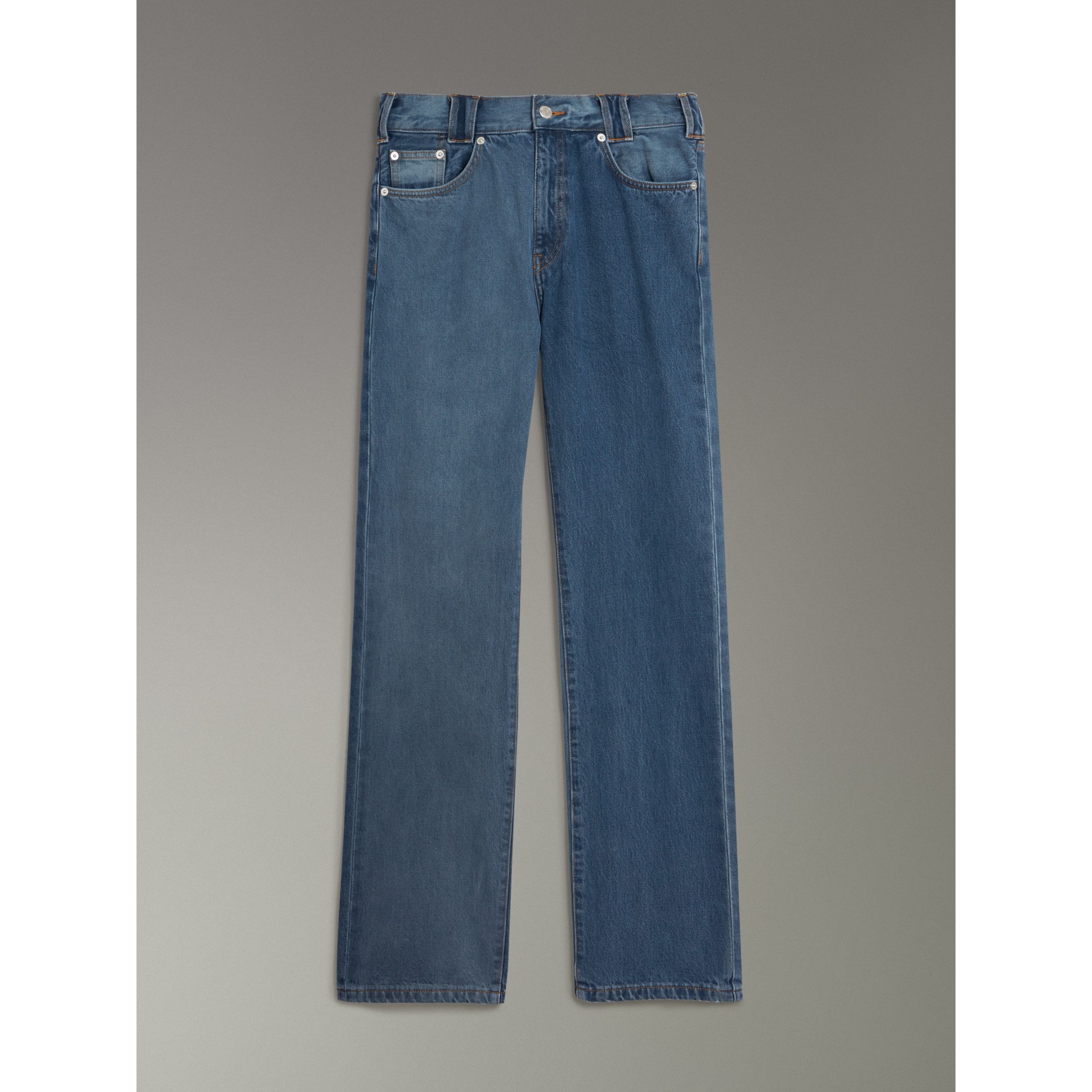 Straight Fit Two-tone Jeans in Indigo - Men | Burberry United States