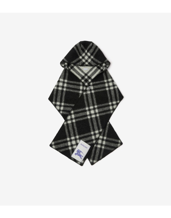 Check Wool Hooded Scarf