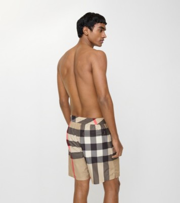 Check Swim Shorts in Archive beige - Men, Nylon | Burberry® Official