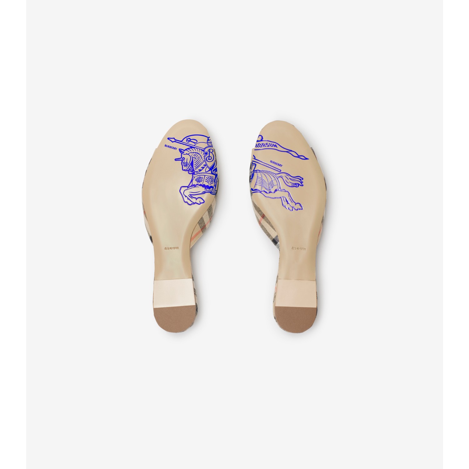 Check Linen Blend Mews Slides