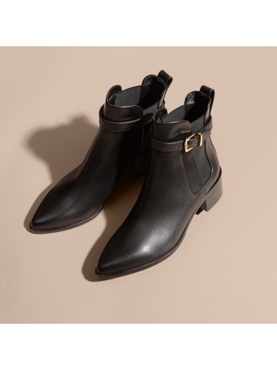 Buckle Detail Leather Chelsea Boots | Burberry