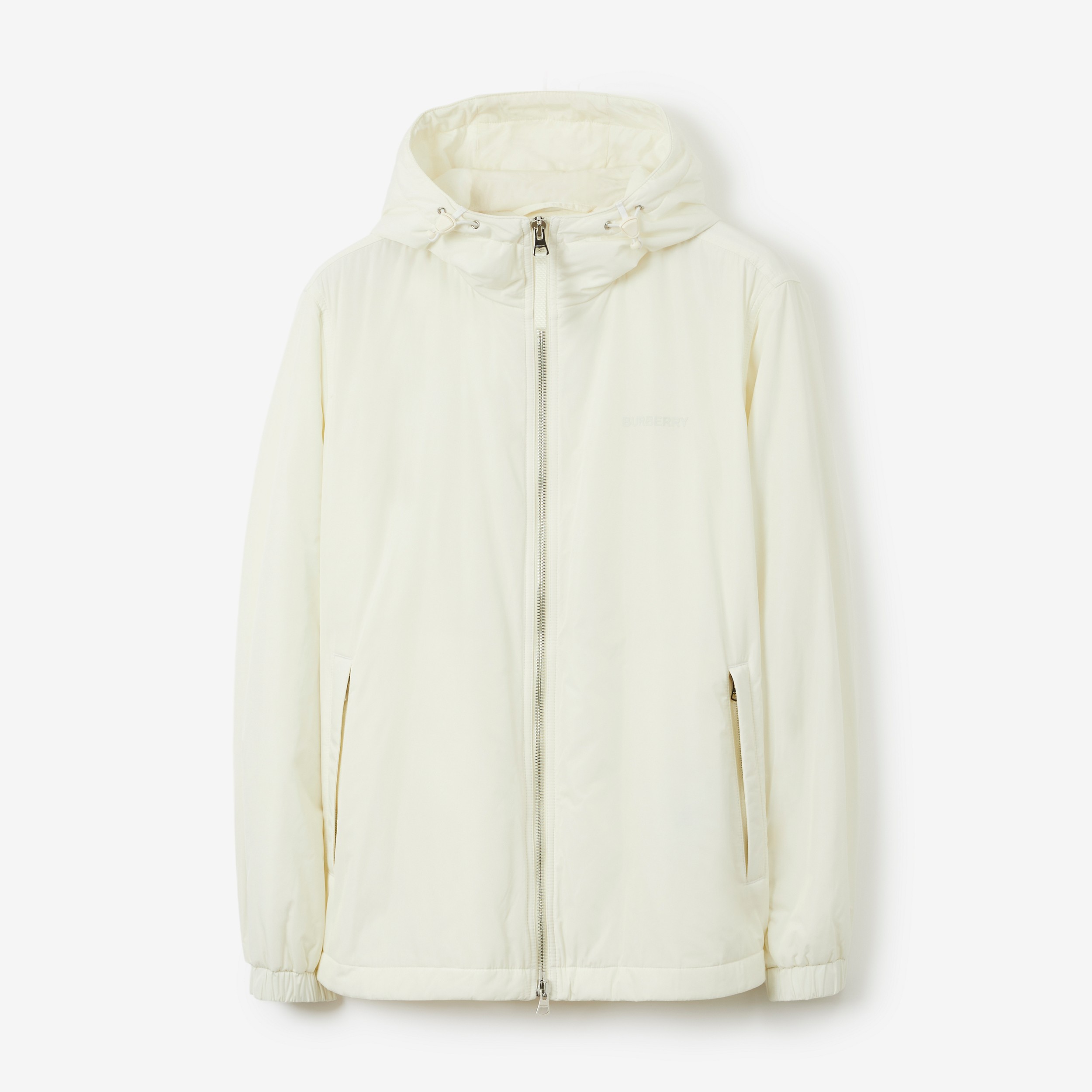 Logo Print Nylon Hooded Jacket in Warm White - Men | Burberry® Official - 1