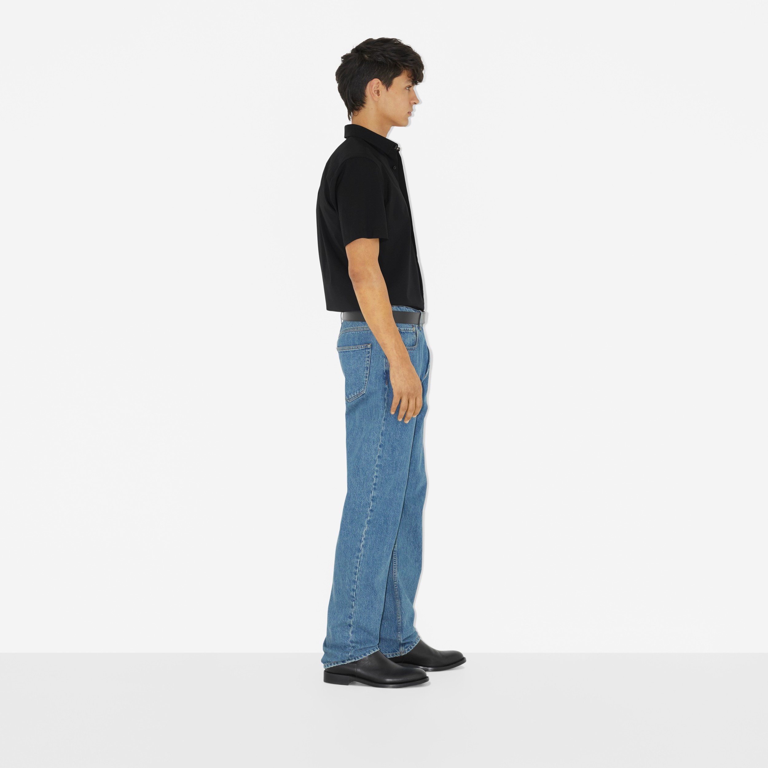 Embroidered EKD Stretch Cotton Shirt in Black - Men | Burberry® Official - 3