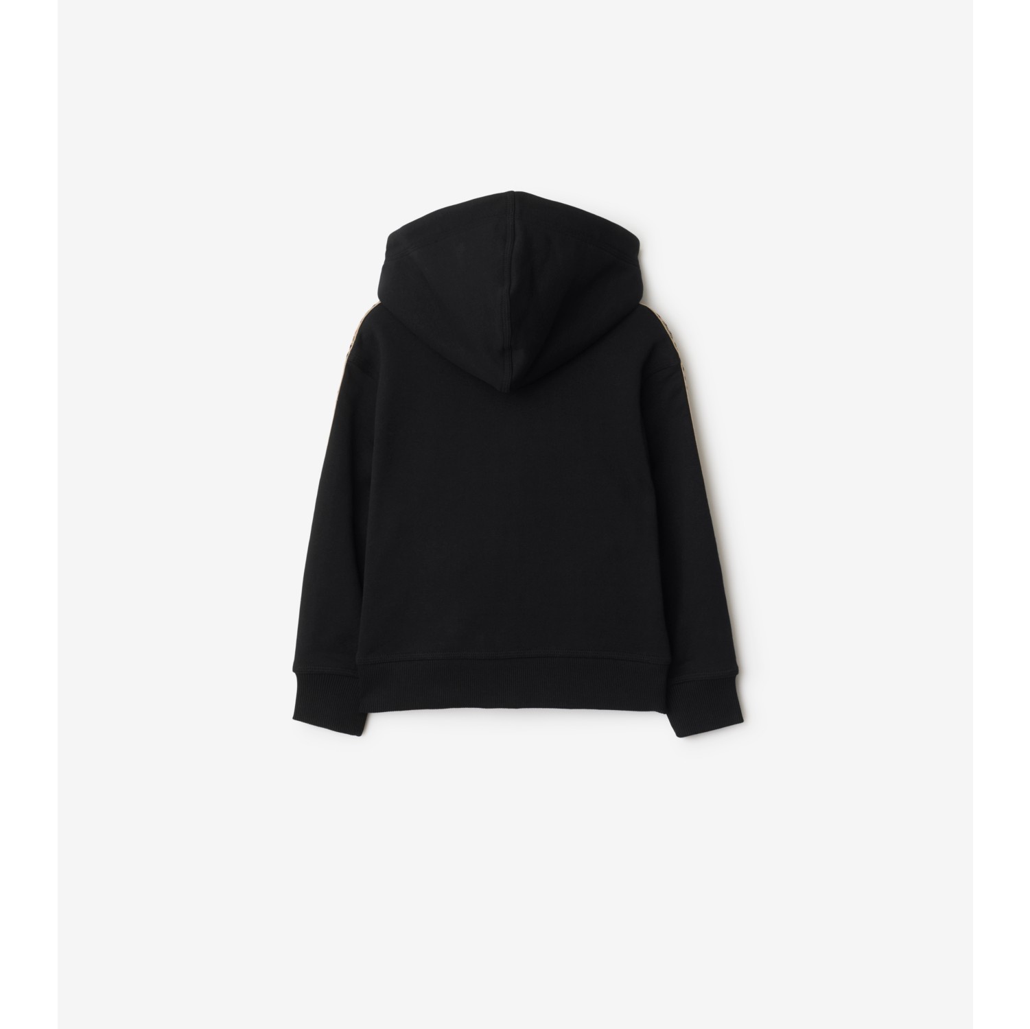 Check Trim Cotton Zip Hoodie in Black | Burberry® Official