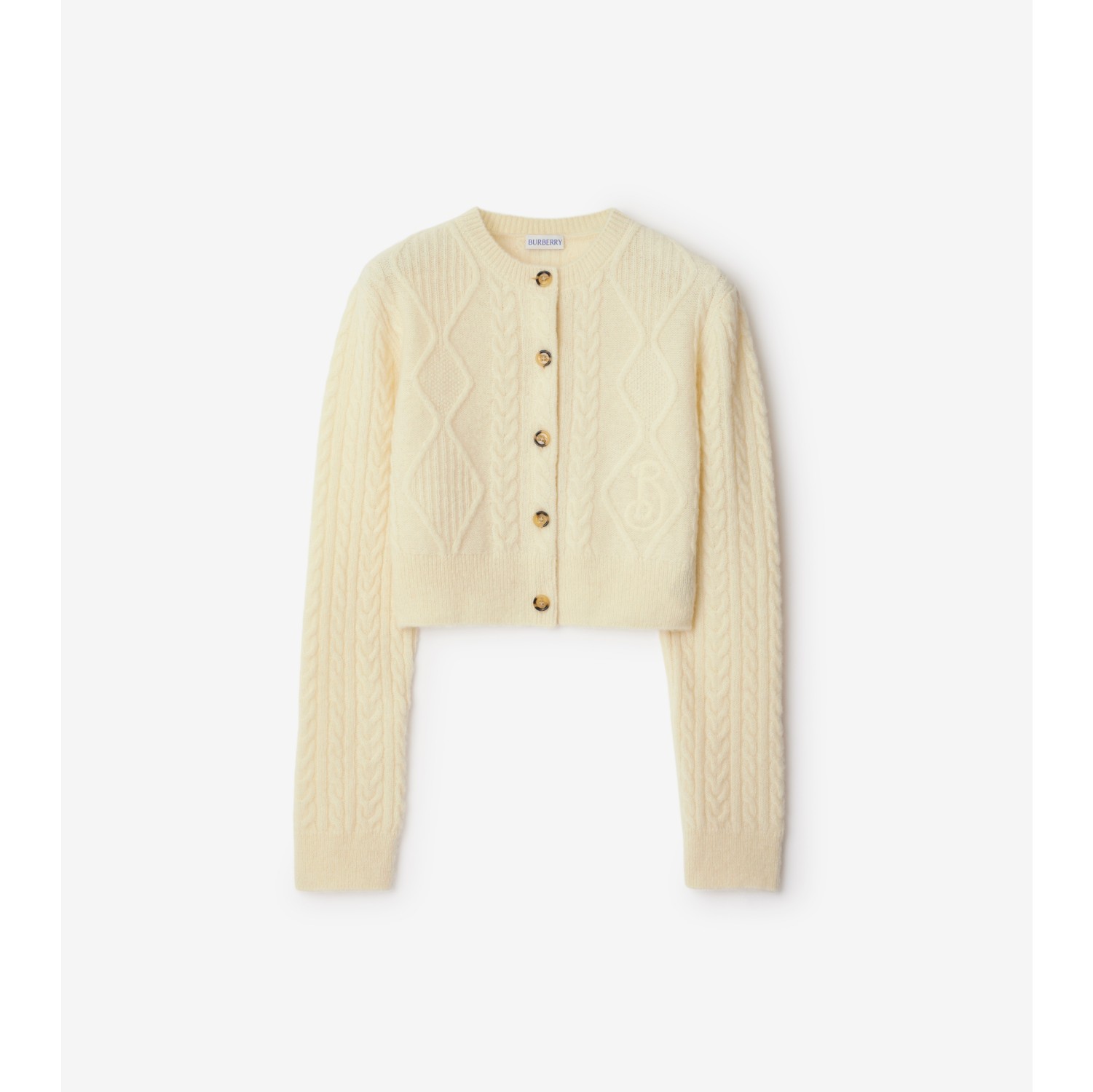 Cropped Aran Wool Blend Cardigan