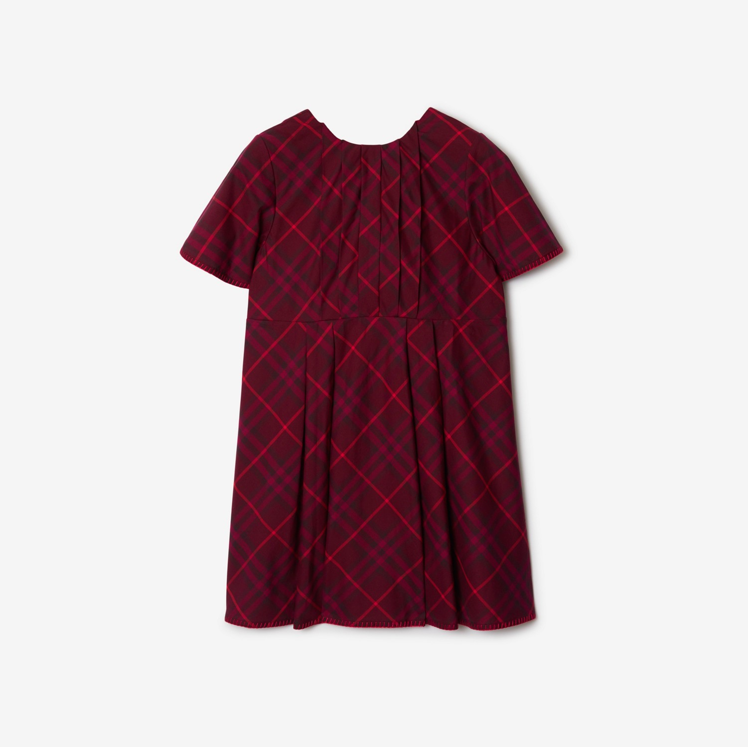 Pleated Check Cotton Dress