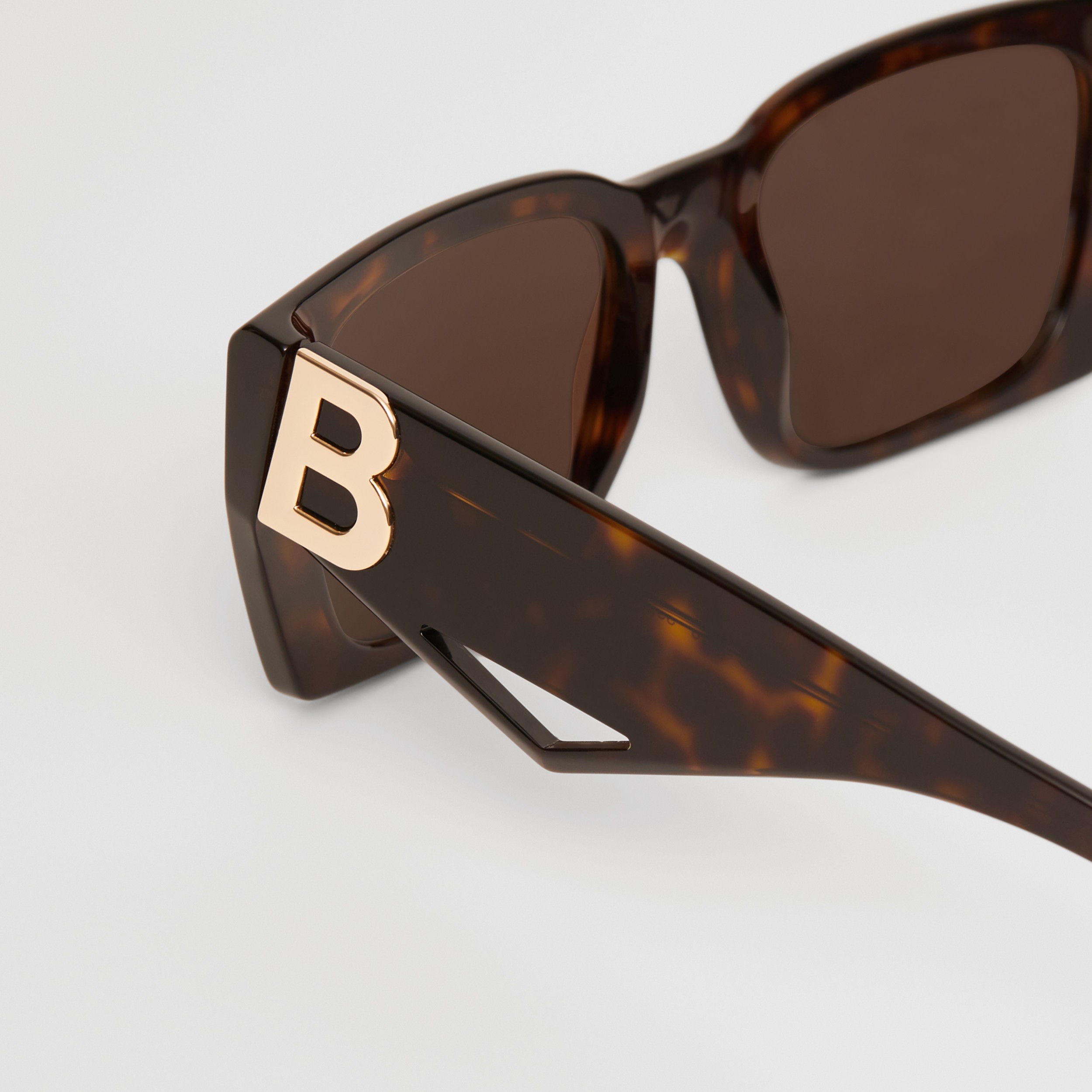 B Motif Rectangular Frame Sunglasses in Tortoiseshell - Women | Burberry®  Official