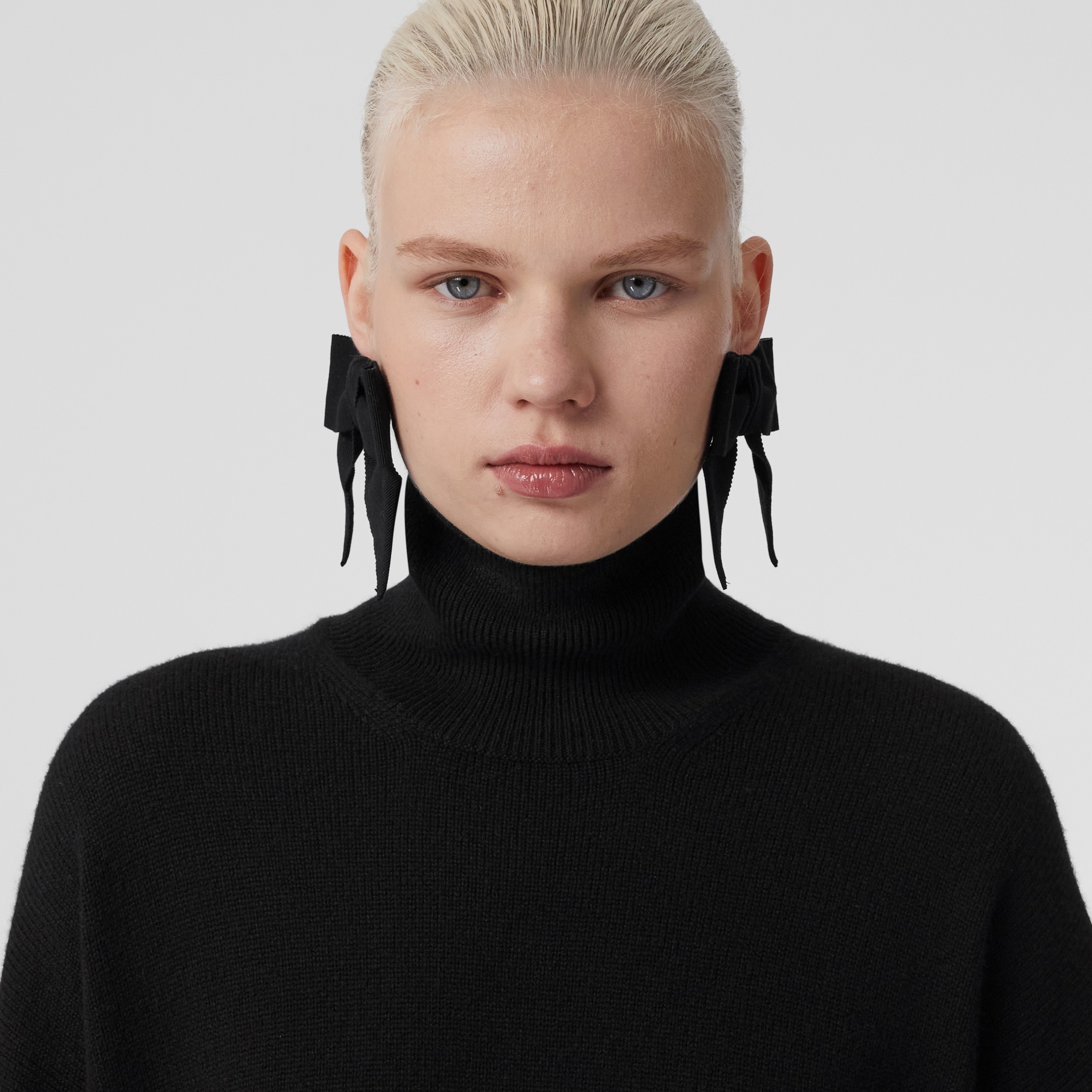Monogram Motif Cashmere Funnel Neck Sweater in Black - Women | Burberry® Official - 2
