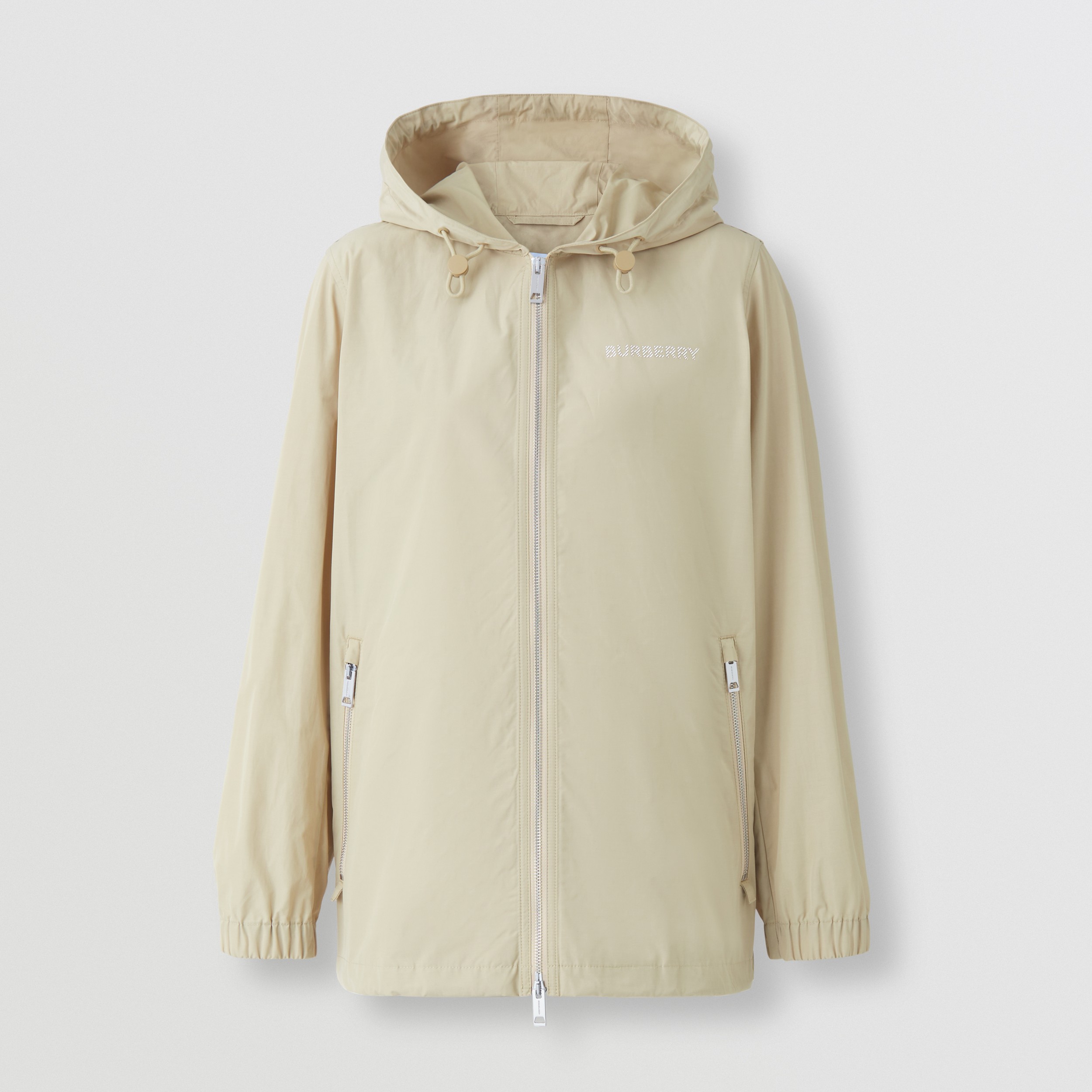 Horseferry Square Print Cotton Blend Hooded Jacket in Soft Fawn - Women | Burberry® Official - 4