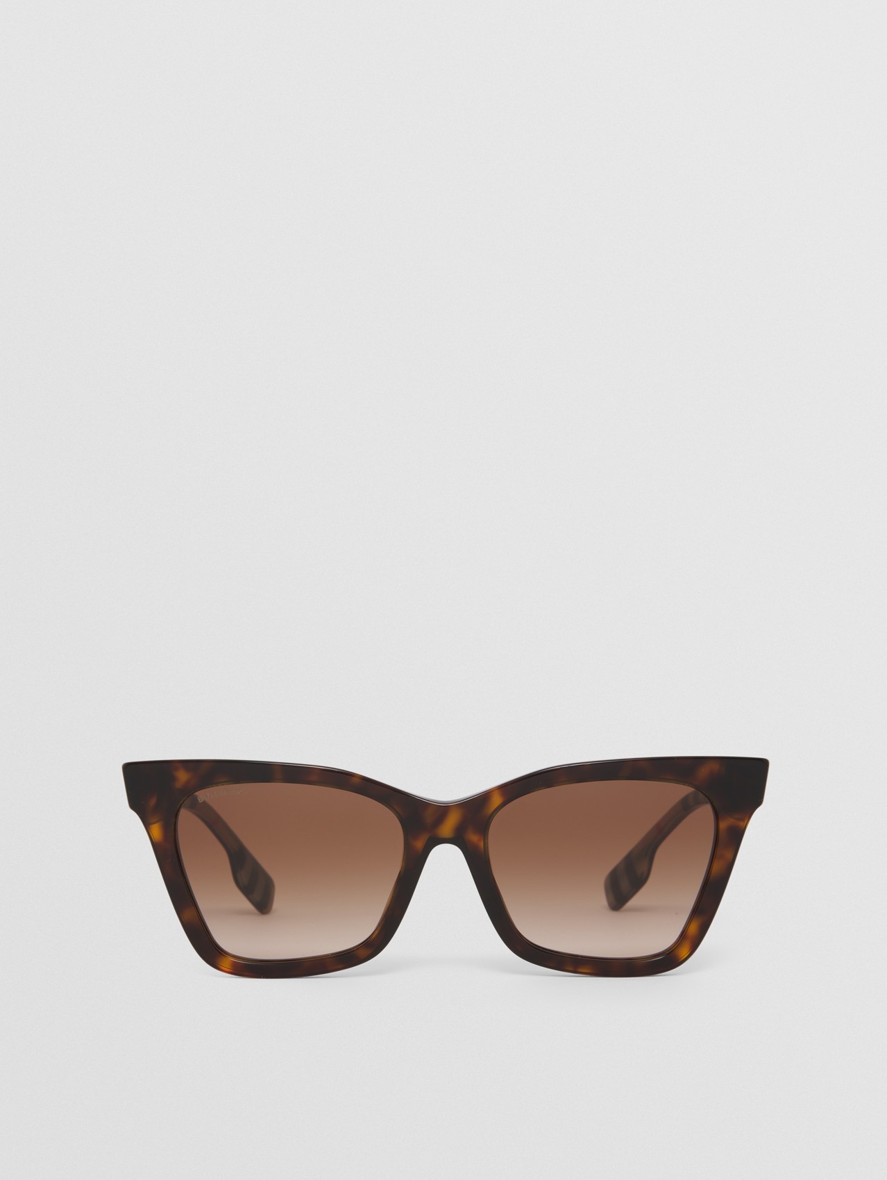 Check Detail Bio-acetate Square Frame Sunglasses in Tortoiseshell/beige
