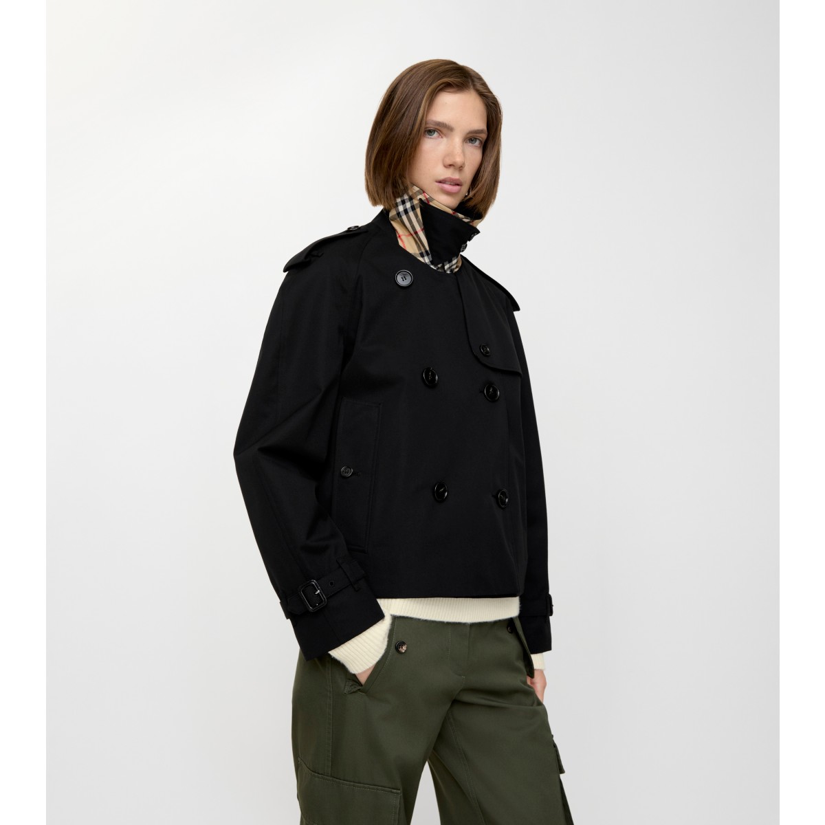  Check Cropped Mayfair Heritage Trench Jacket