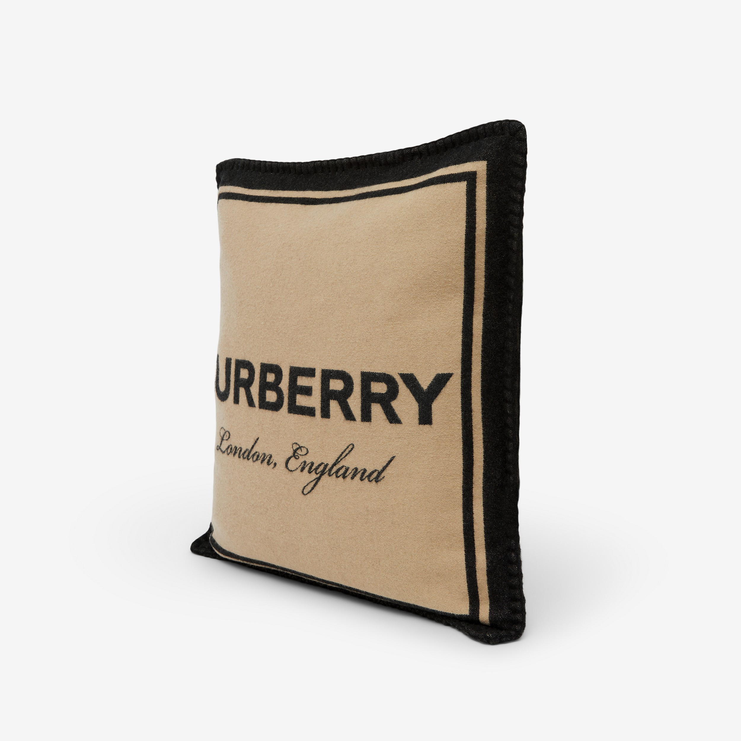 Kissenbezug aus Kaschmir und Wolle mit Jacquard-gewebtem Logo (Honiggelb/schwarz) | Burberry® - 2