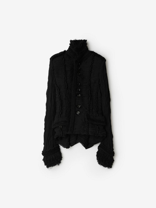 Burberry Pleated Silk Jacket In Black