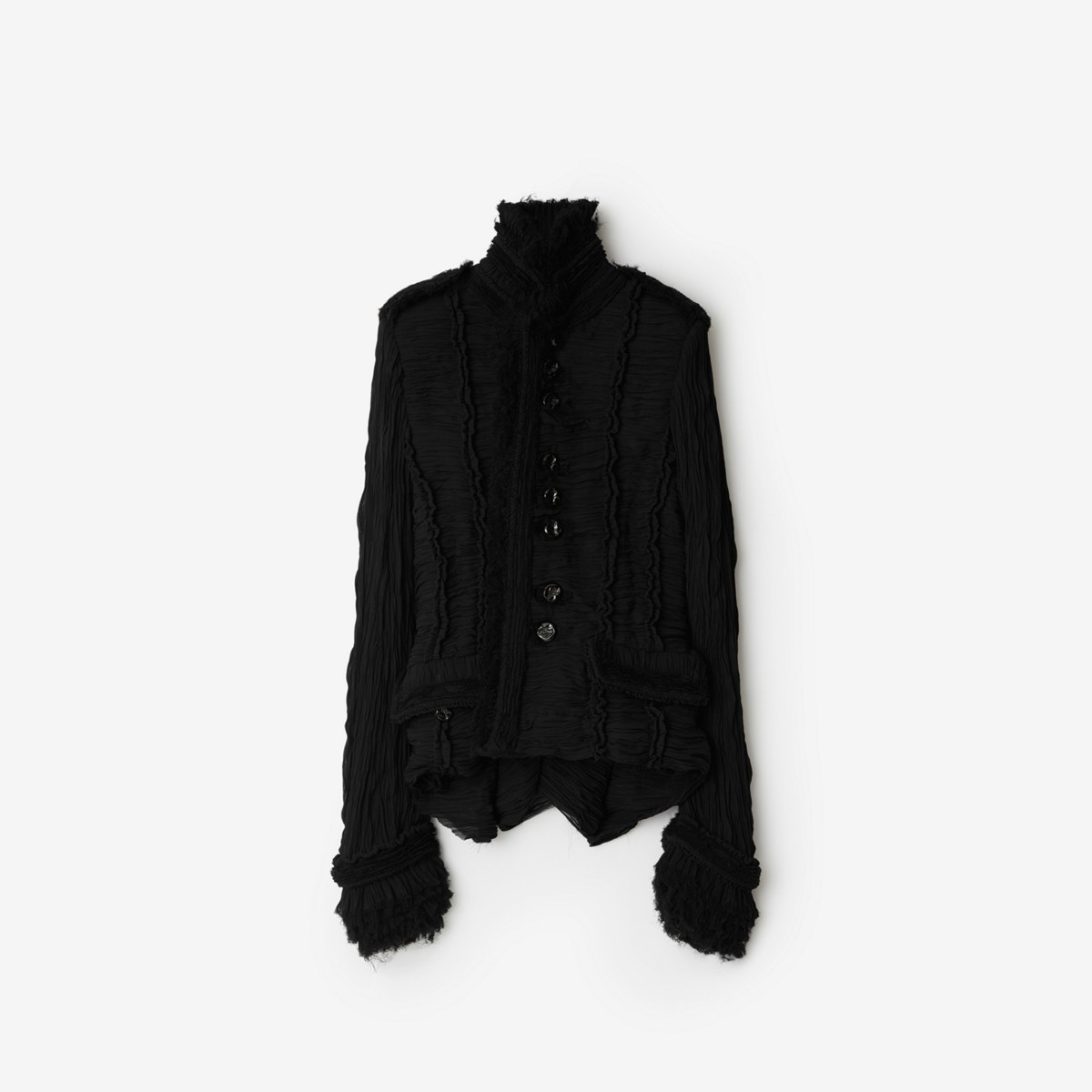 Shop Burberry Pleated Tailored Jacket In Black