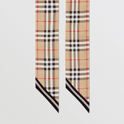 ヴィンテージチェック&ロゴプリント シルク スキニースカーフ (アーカイブベージュ) | Burberry®公式サイト ヴィンテージチェック&ロゴプリント シルク スキニースカーフ (アーカイブベージュ) | Burberry®公式サイト