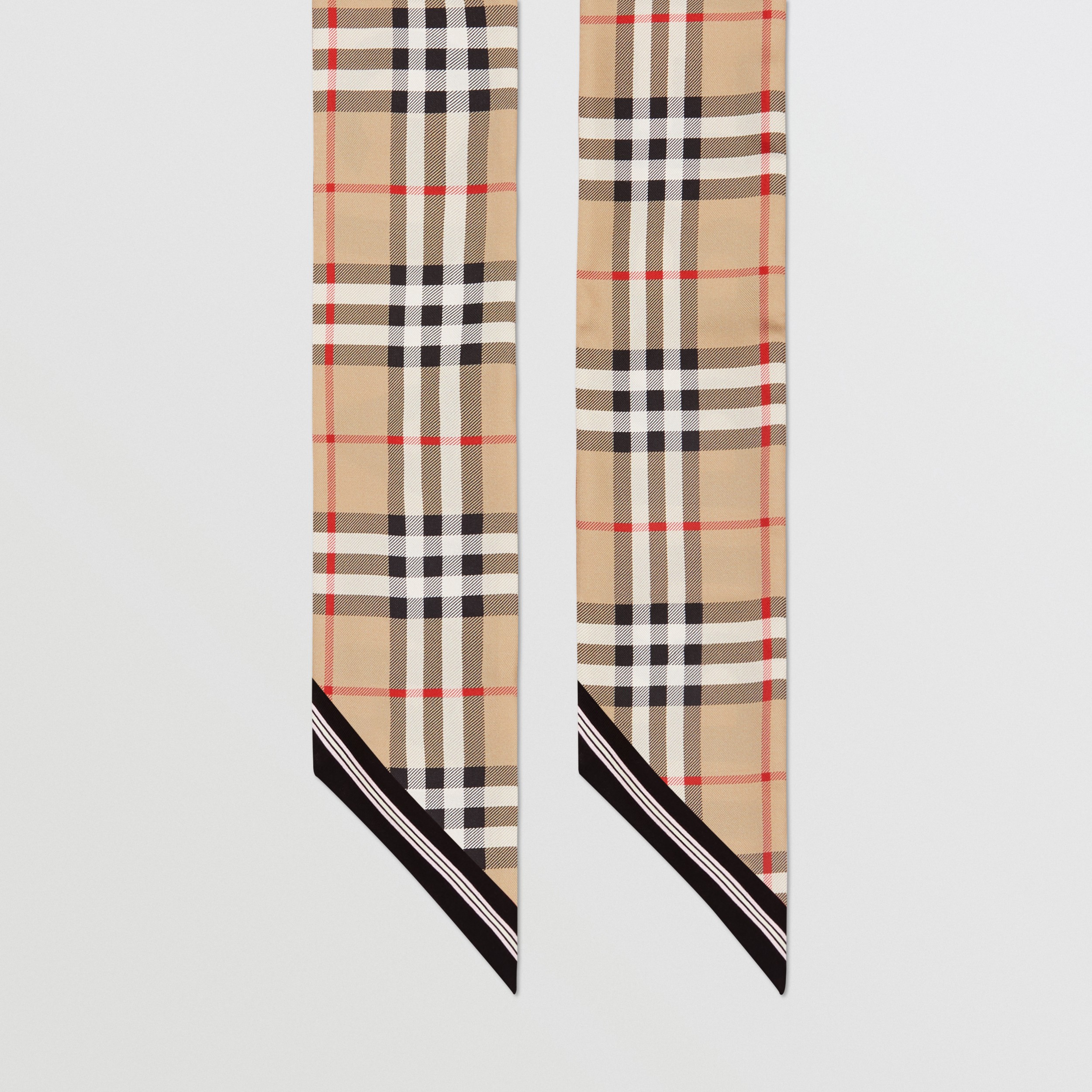 Forenkle Muldyr Fare Vintage Check and Logo Print Silk Skinny Scarf in Archive Beige | Burberry  Hong Kong S.A.R., China