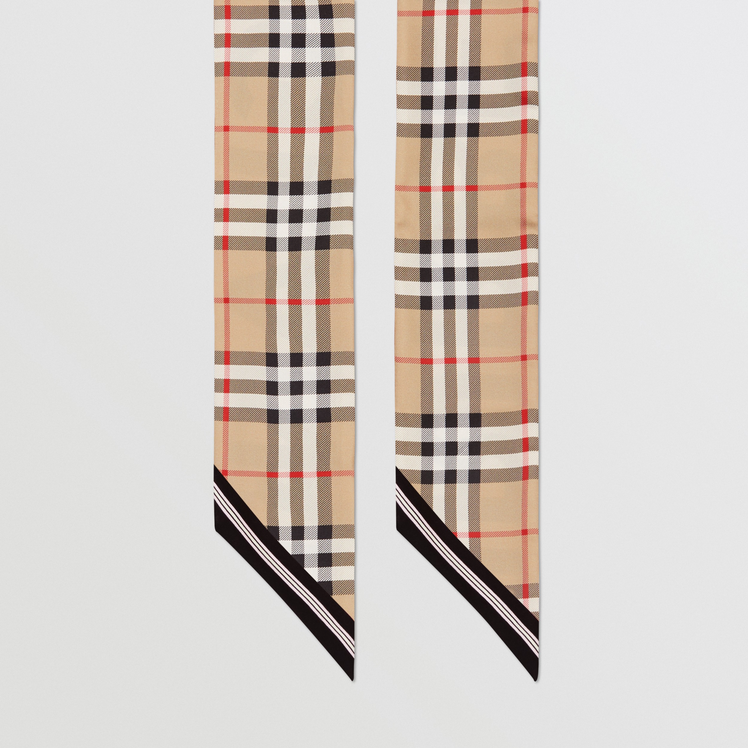 Vintage Check and Logo Print Silk Skinny Scarf in Archive Beige | Burberry®  Official