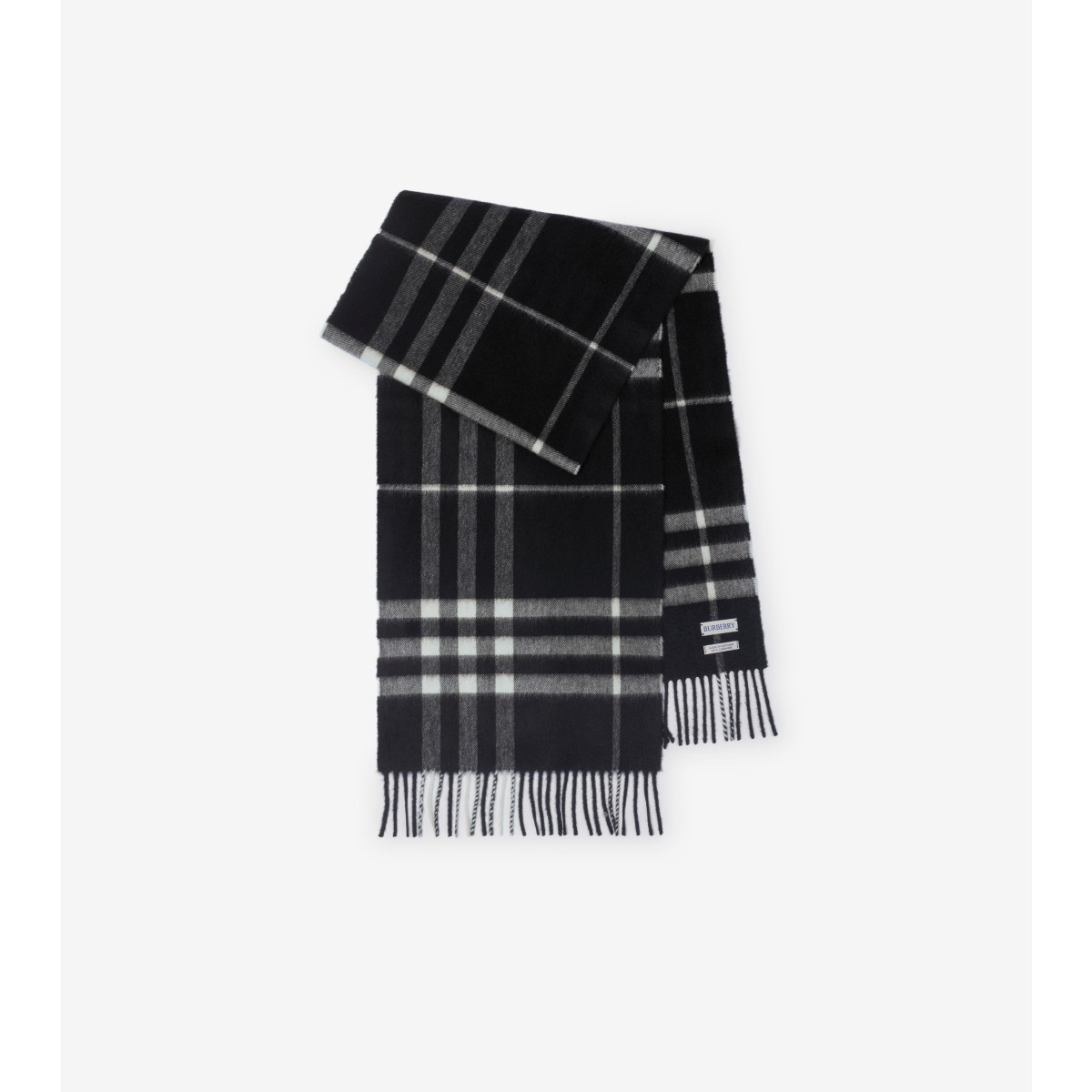 Burberry Check Cashmere Scarf In Black/calico