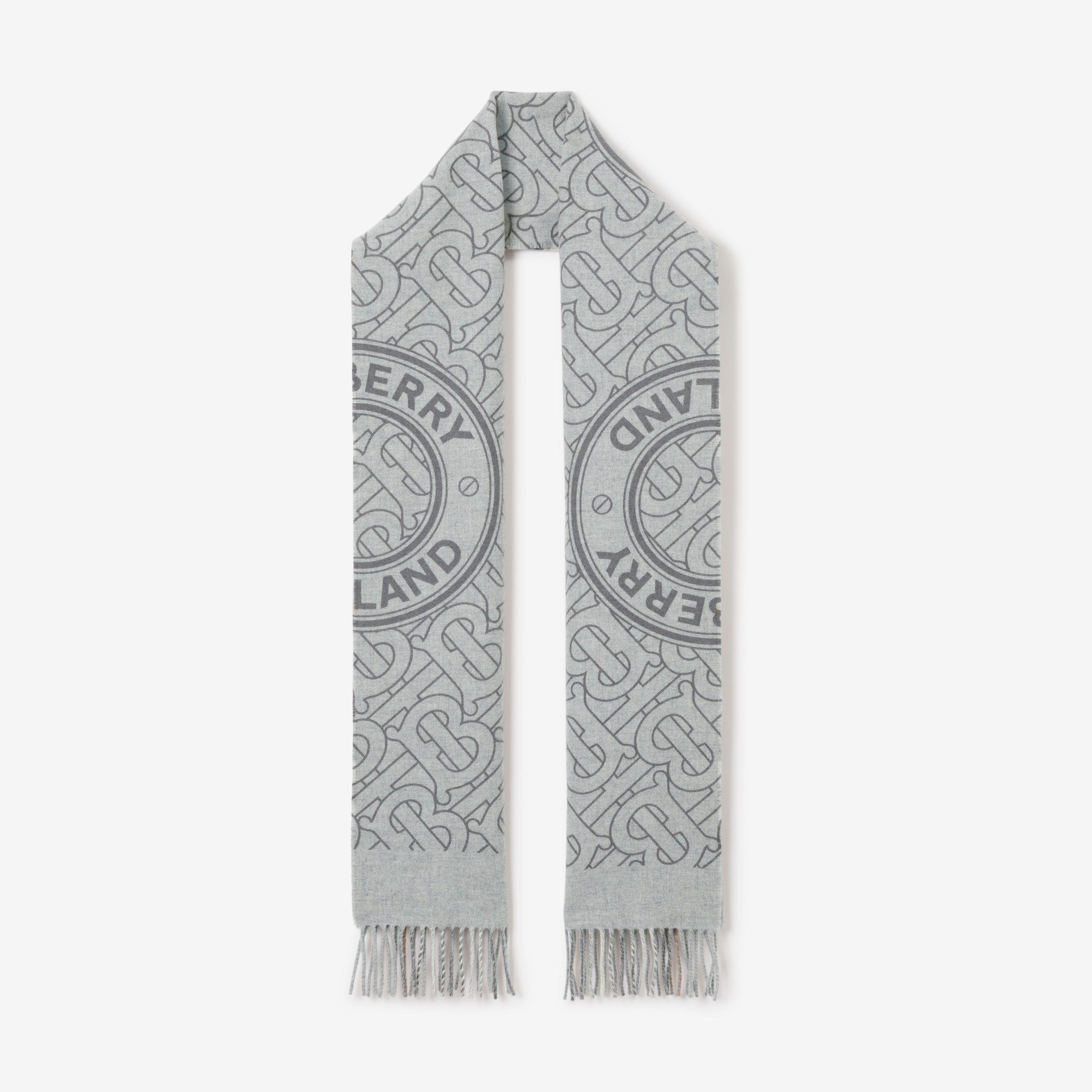 Montage Cashmere Reversible Scarf in Light Grey | Burberry® Official - 1