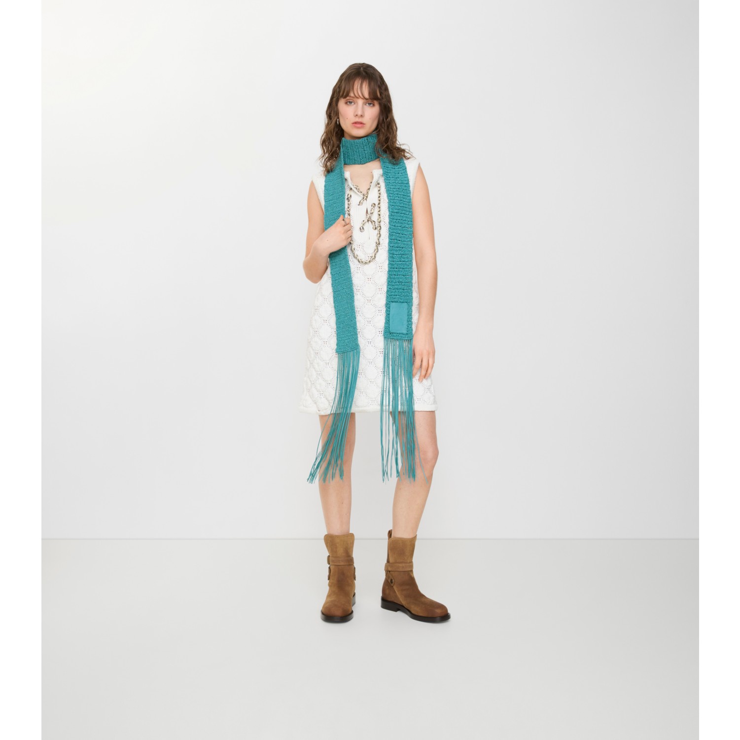 Skinny Crochet Leather Scarf