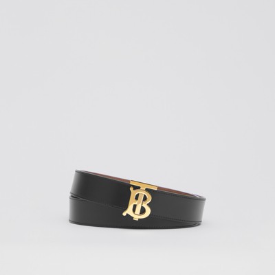 버버리 벨트 Burberry Reversible Monogram Motif Leather Belt,Black/tan/gold